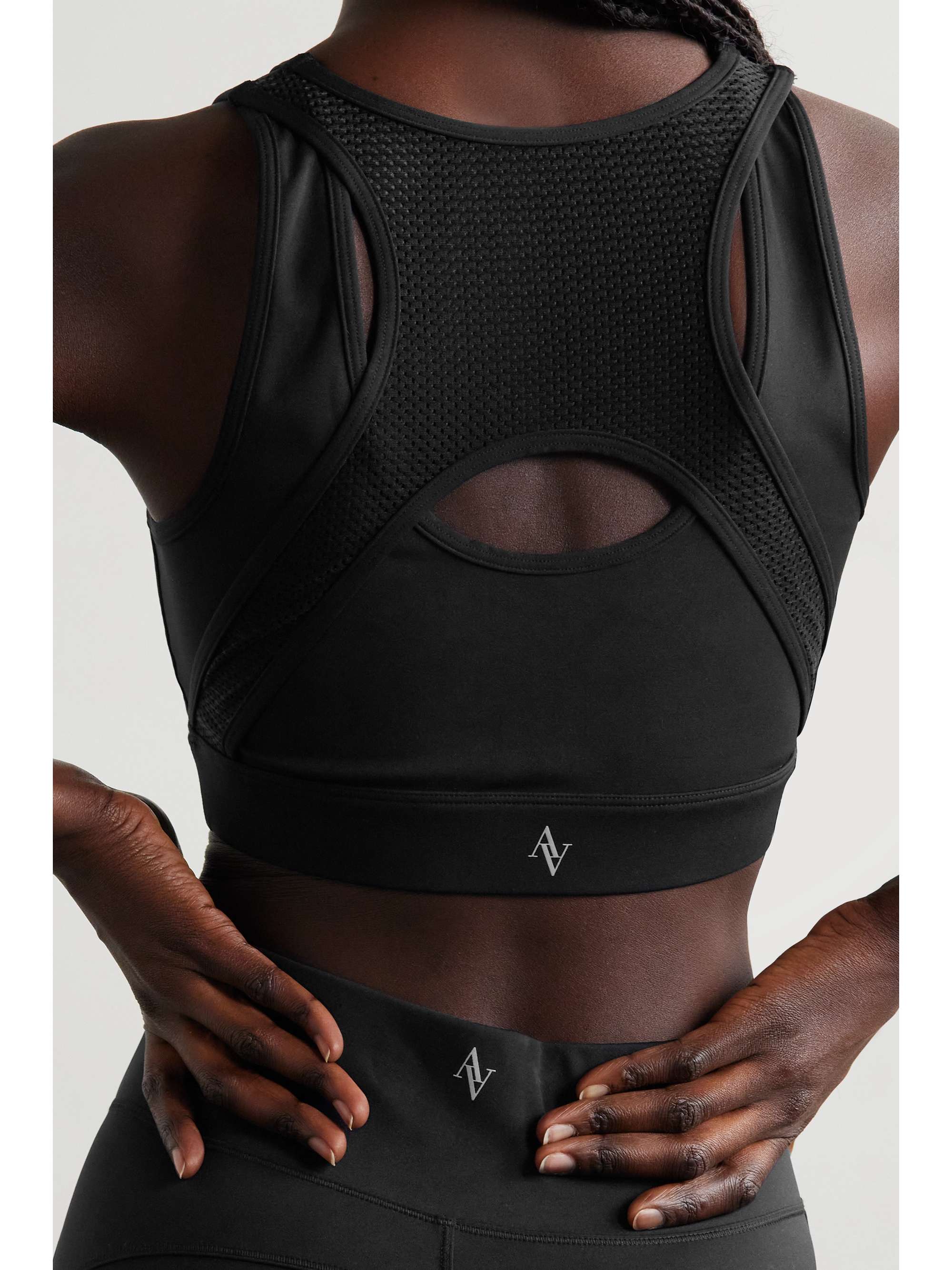 ALL ACCESS Front Row cutout mesh-trimmed stretch sports bra