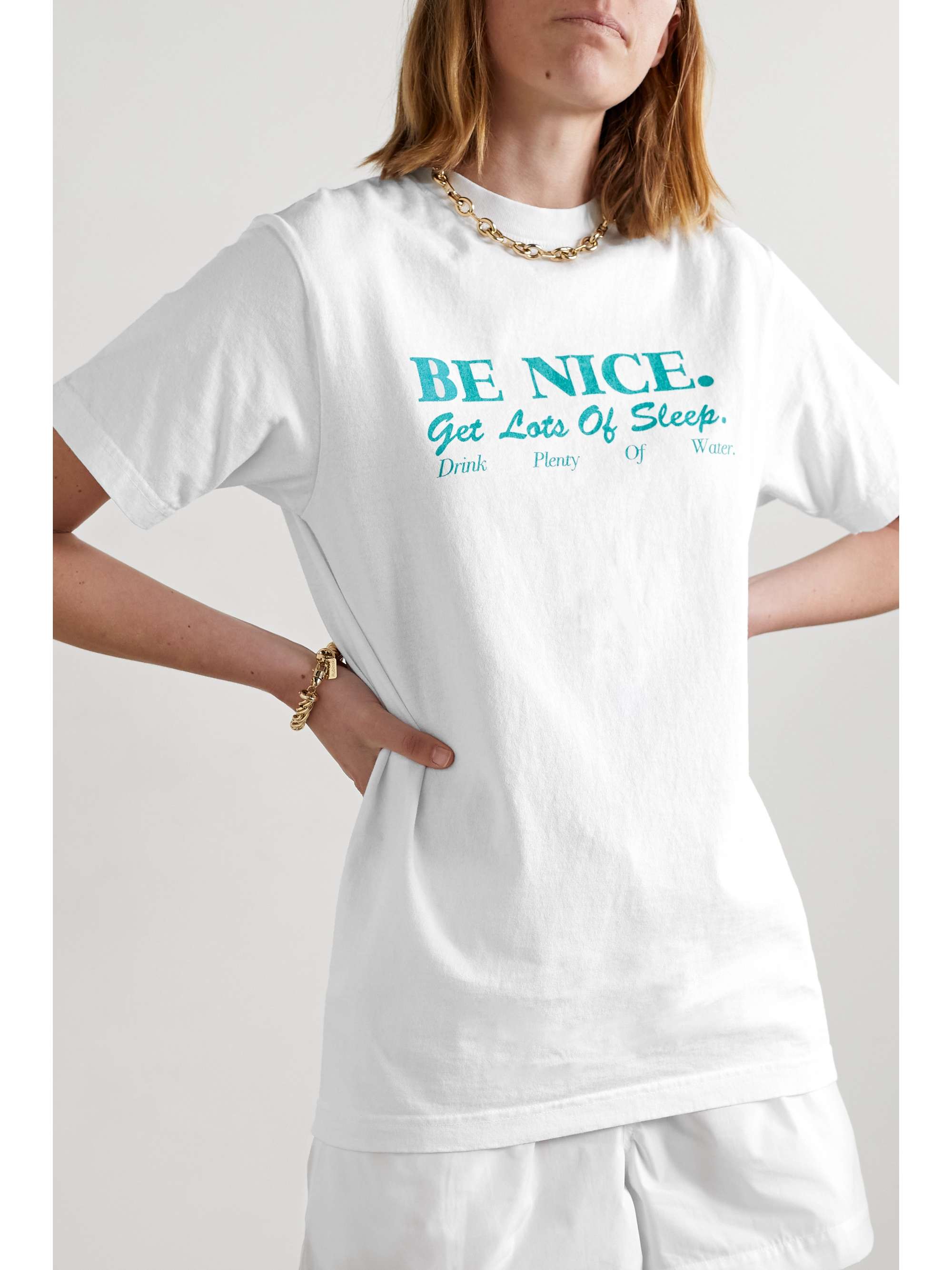 SPORTY & RICH Be Nice printed cottonjersey Tshirt NETAPORTER