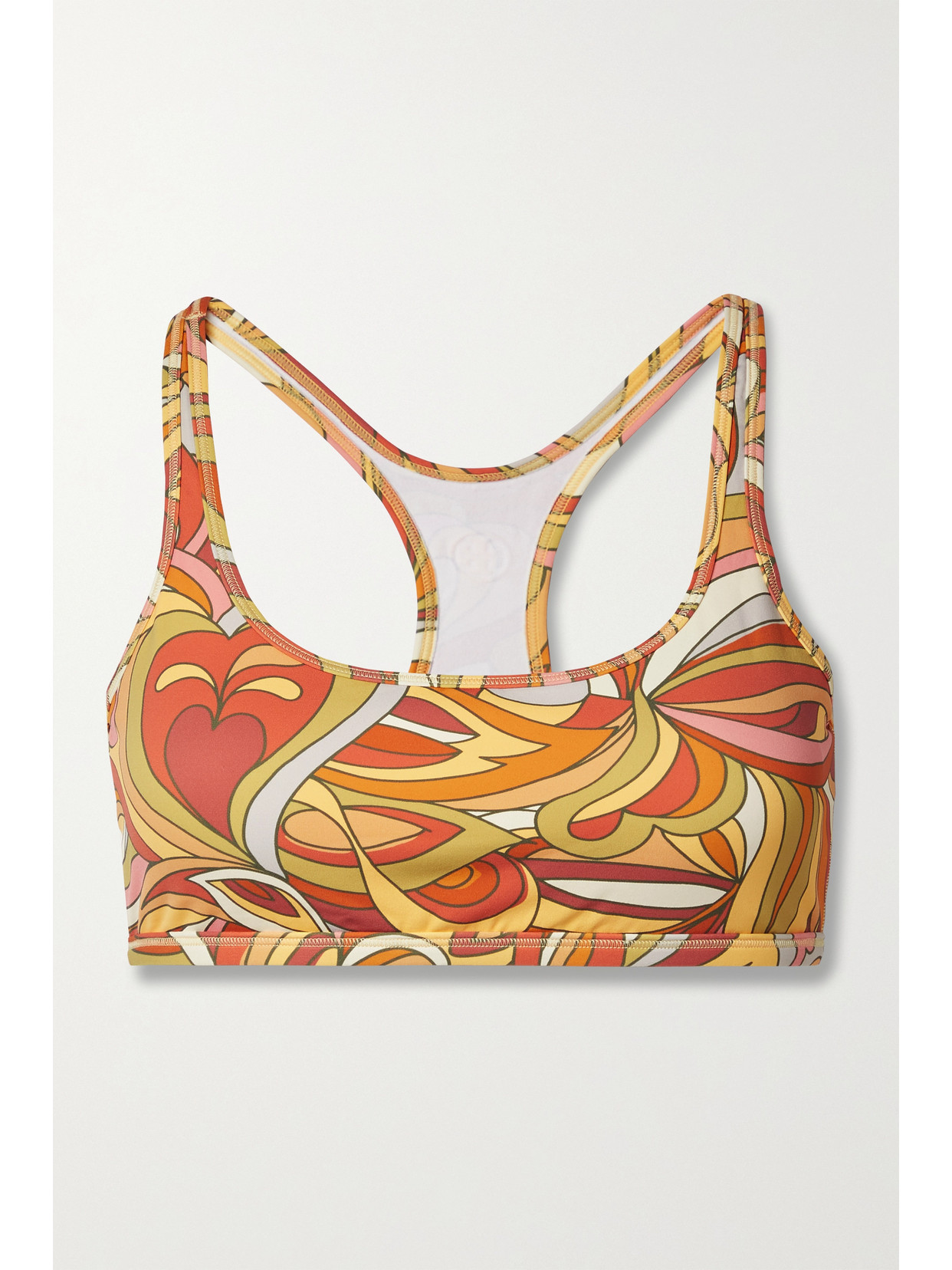 Tory Sport Tory Burch Printed Weightless Racerback Bra In Orange