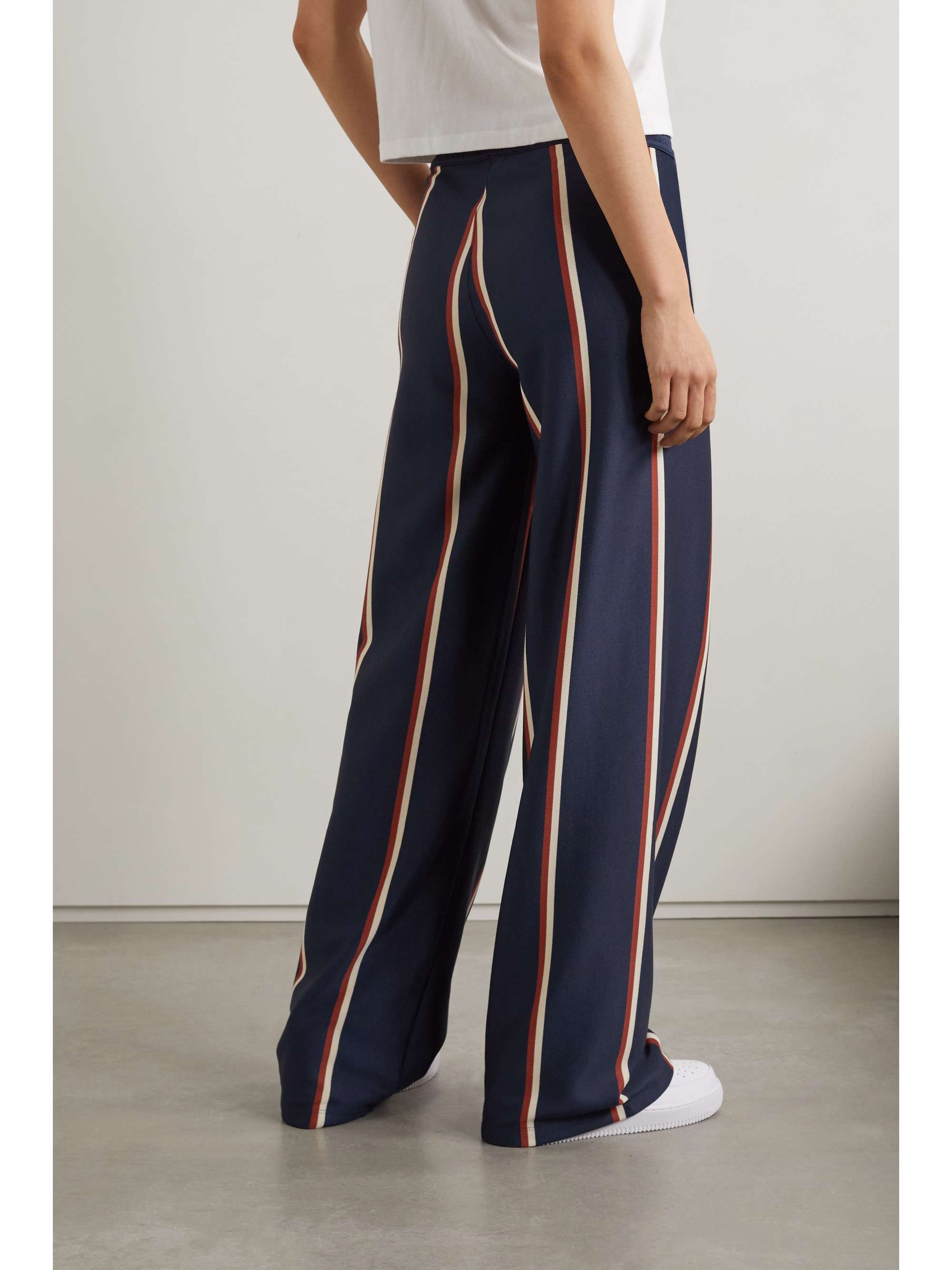 TORY SPORT Striped piqué wide-leg pants