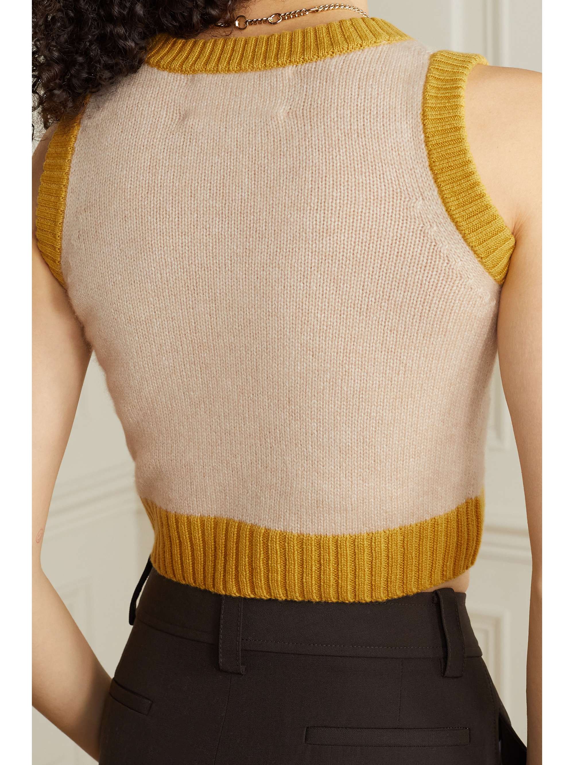 RACIL New York cropped two-tone cashmere tank