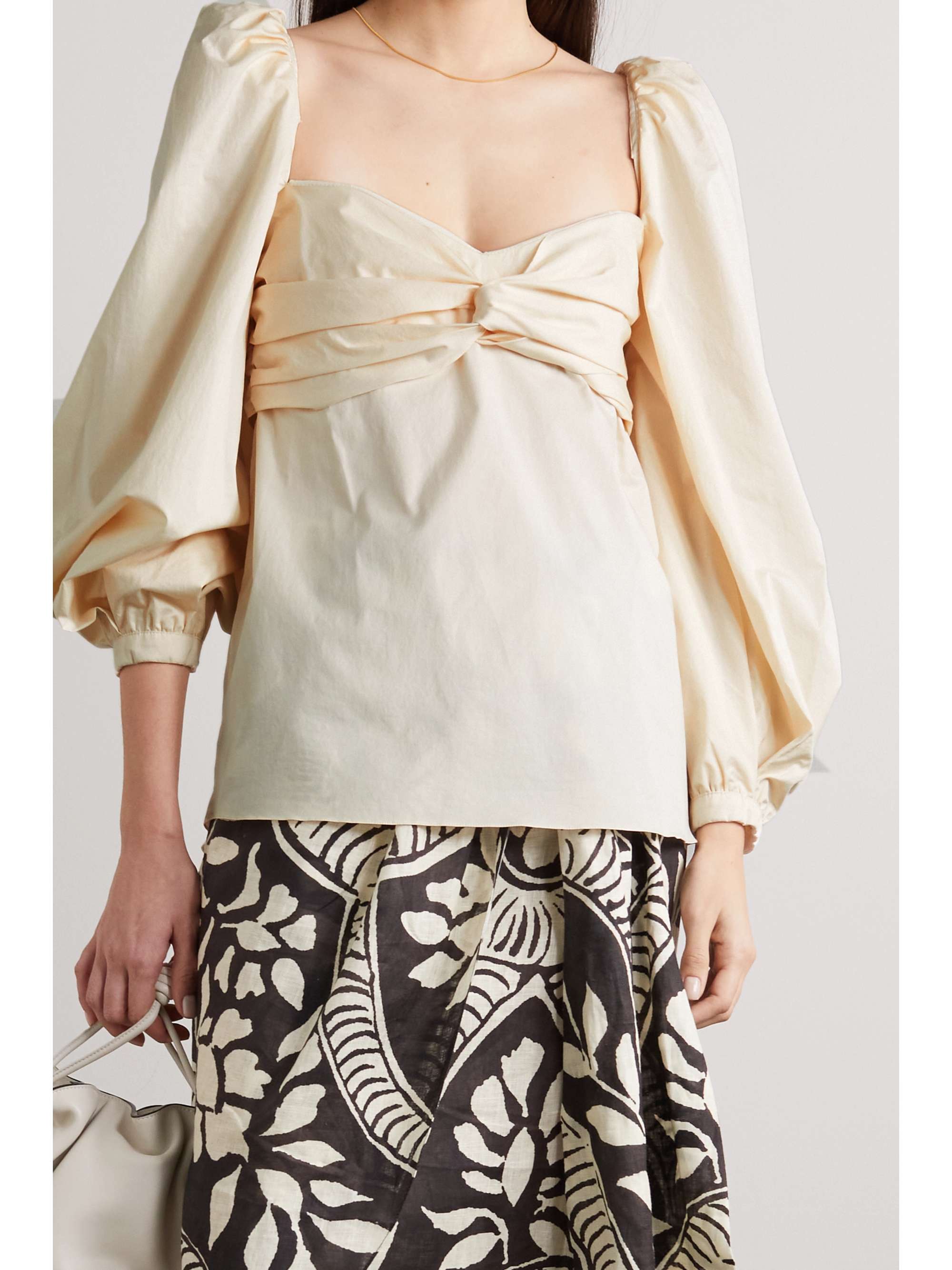 JOHANNA ORTIZ + NET SUSTAIN Love Me Like 70's ruched stretch-cotton poplin blouse