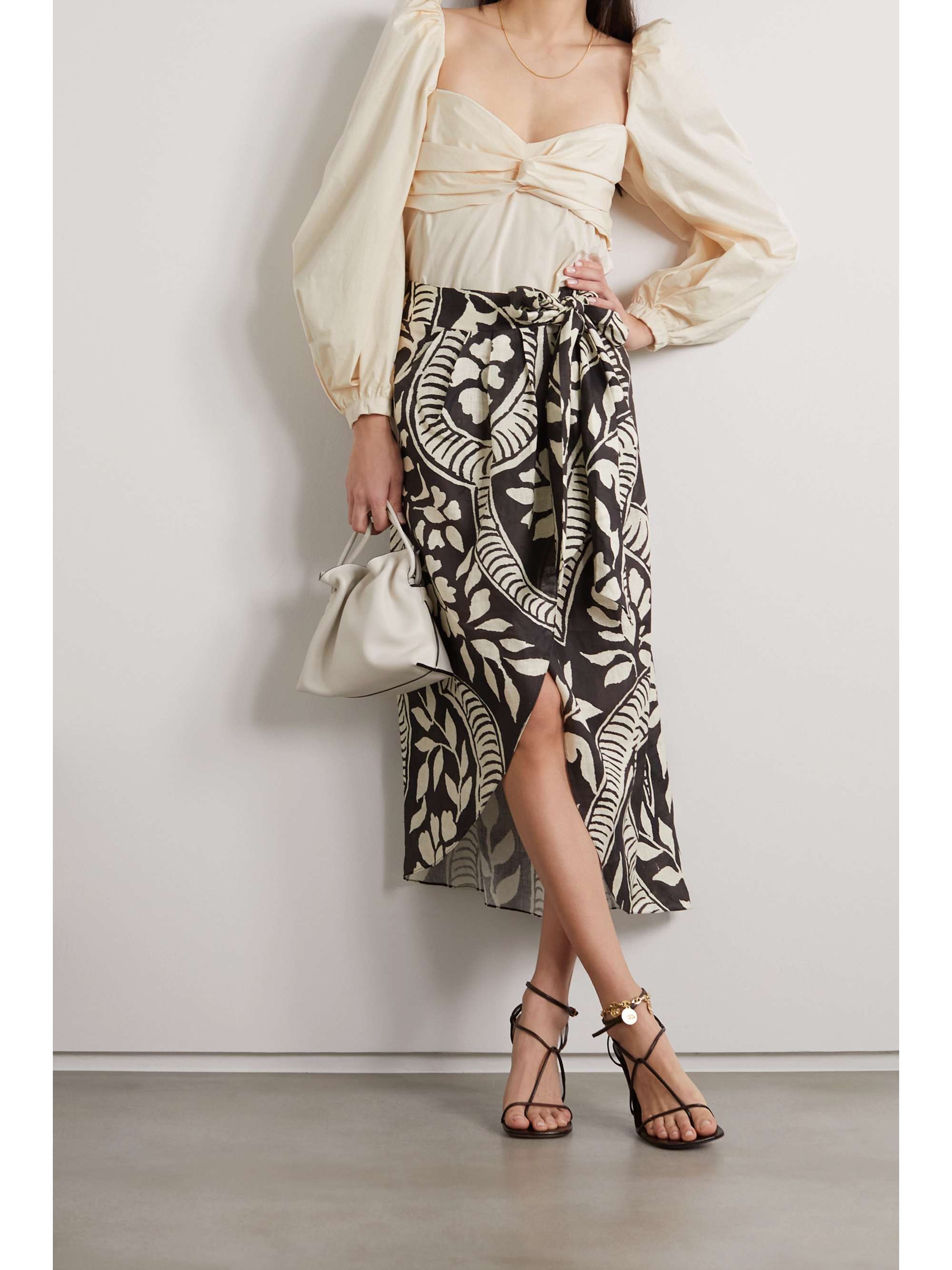 JOHANNA ORTIZ + NET SUSTAIN Love Me Like 70's ruched stretch-cotton poplin blouse