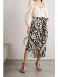 Black + NET SUSTAIN Zebra Found in India printed linen wrap midi skirt