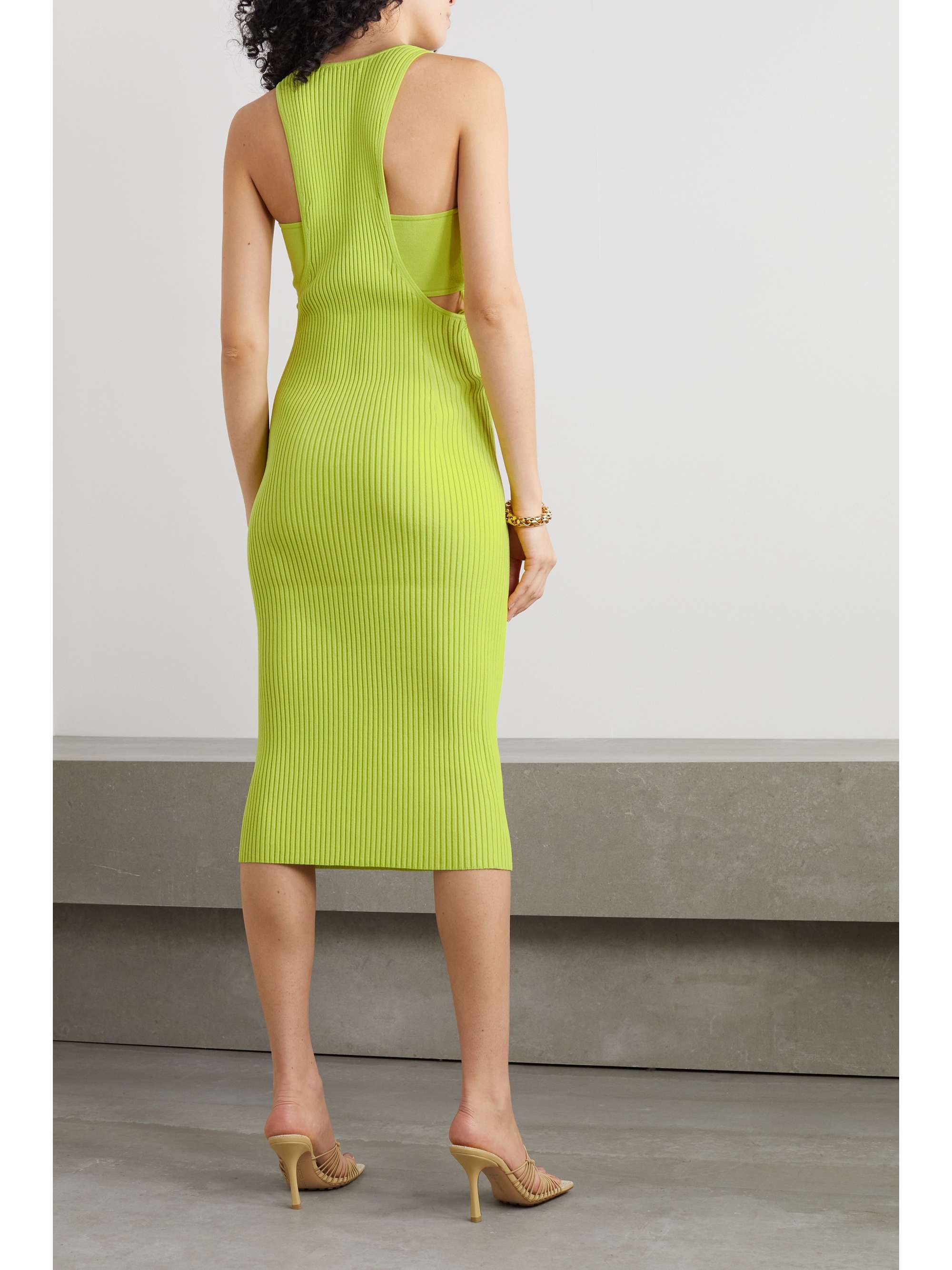 SIMKHAI Colleen cutout ribbed-knit midi dress