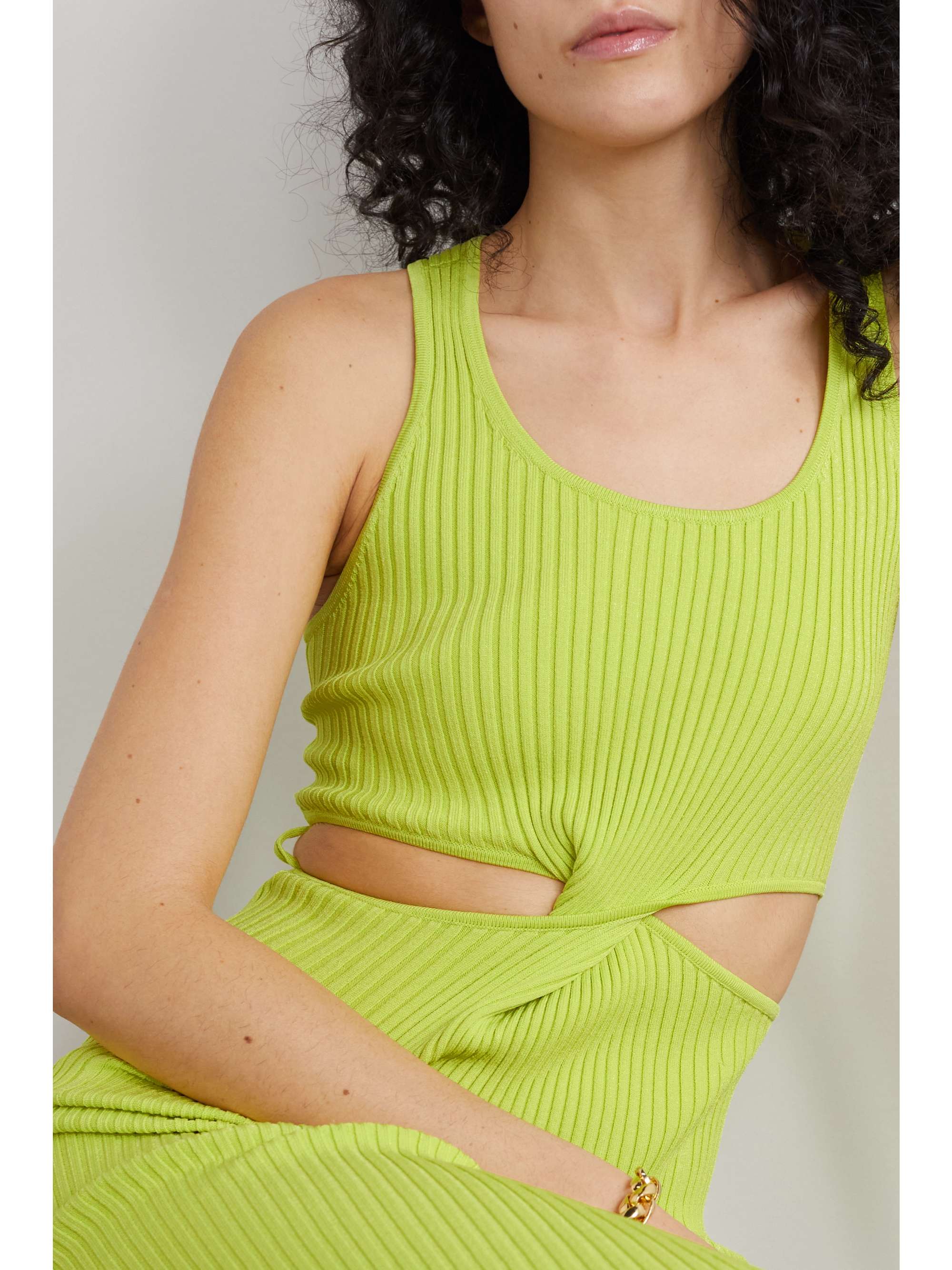 SIMKHAI Colleen cutout ribbed-knit midi dress