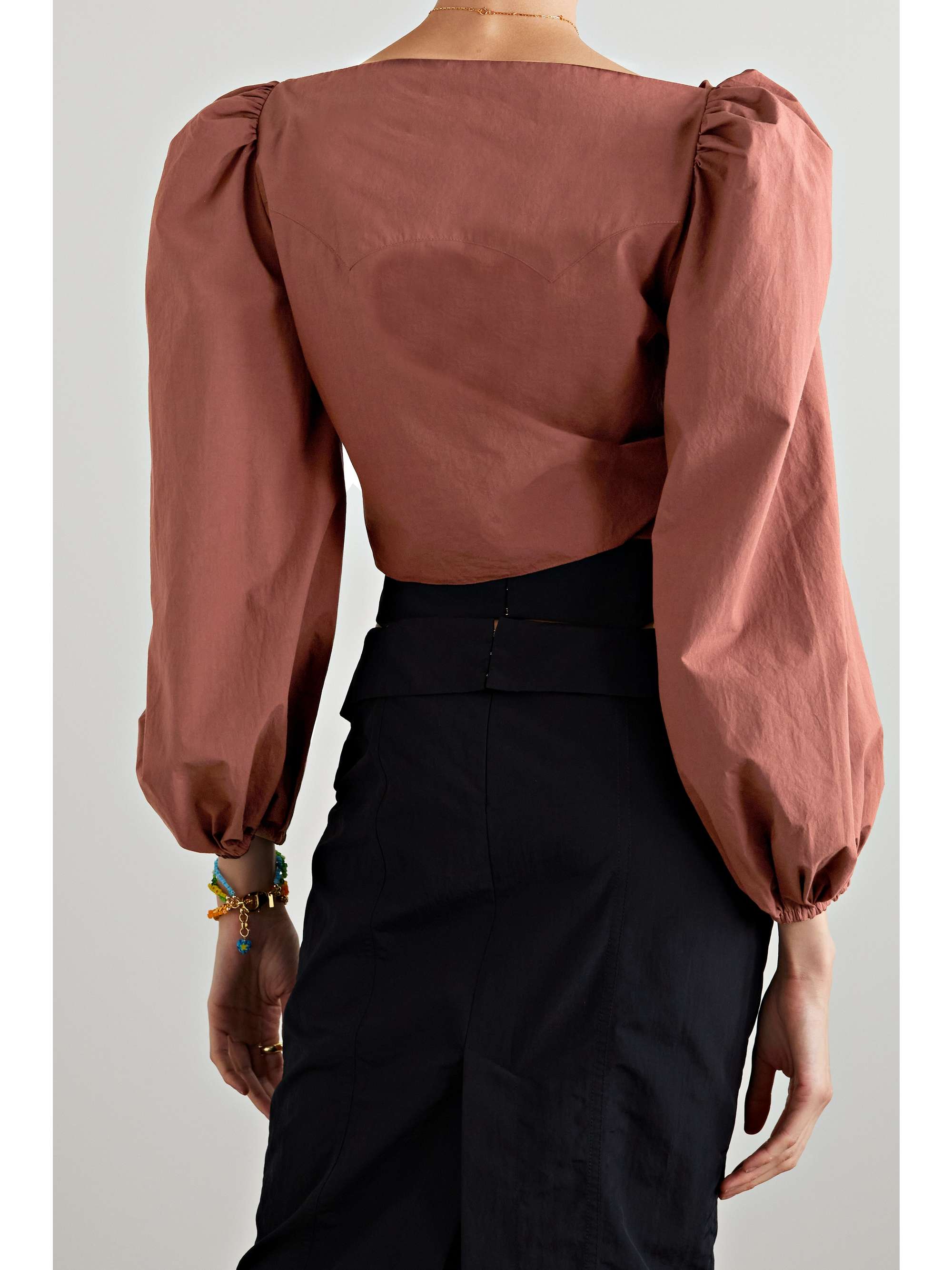 JOHANNA ORTIZ + NET SUSTAIN Voodoo Child cotton-poplin wrap top