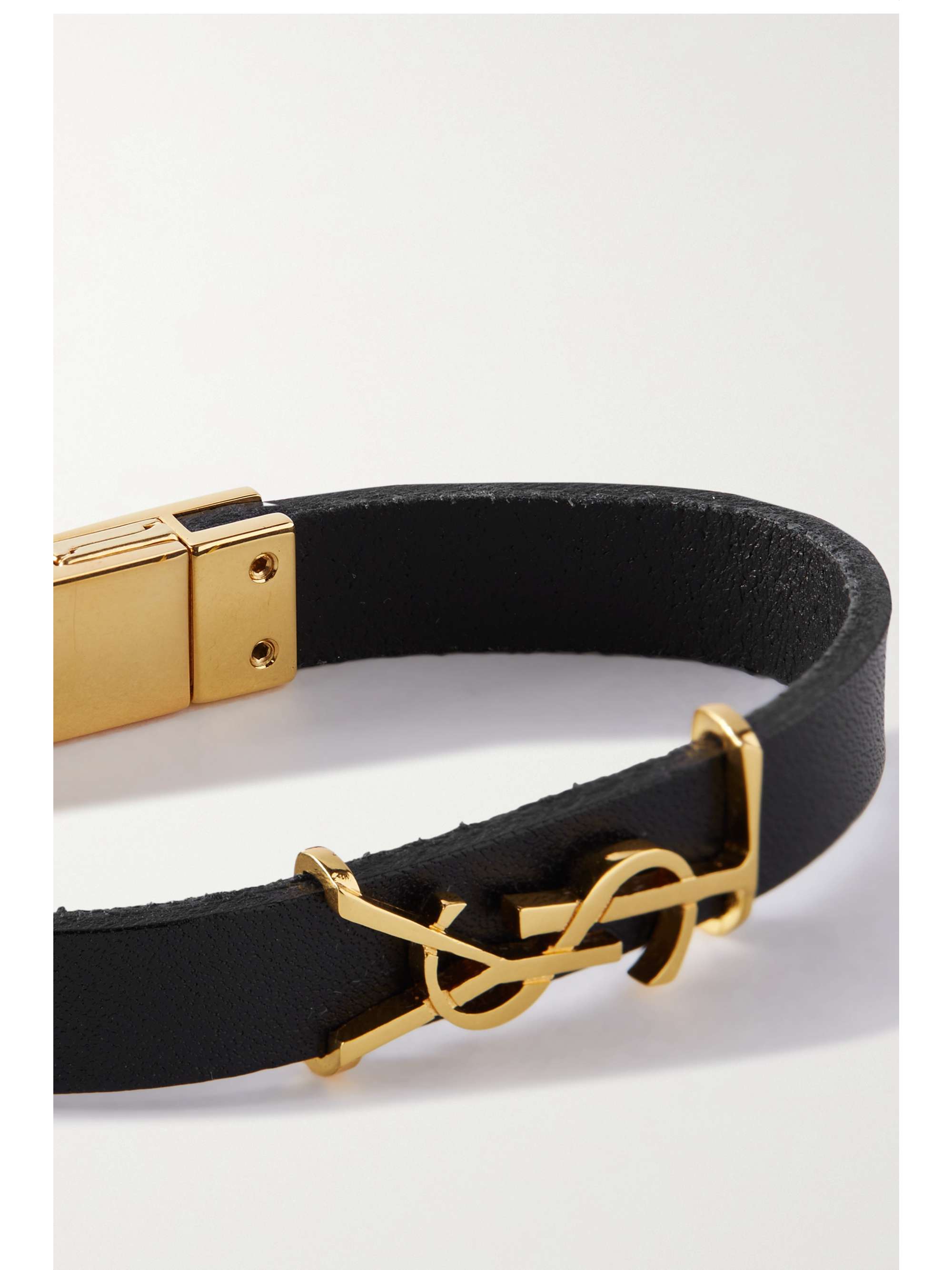 SAINT LAURENT Opyum leather and goldtone bracelet NETAPORTER