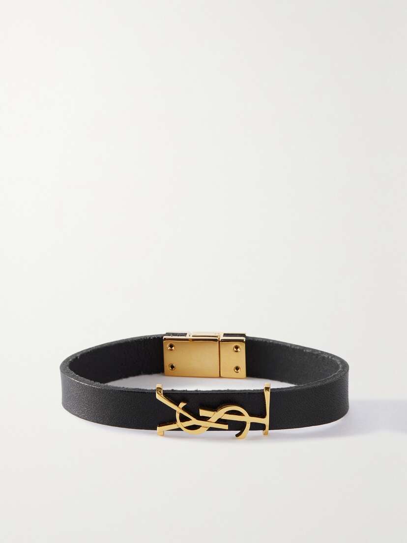 Saint Laurent Opyum Leather And Gold-tone Bracelet