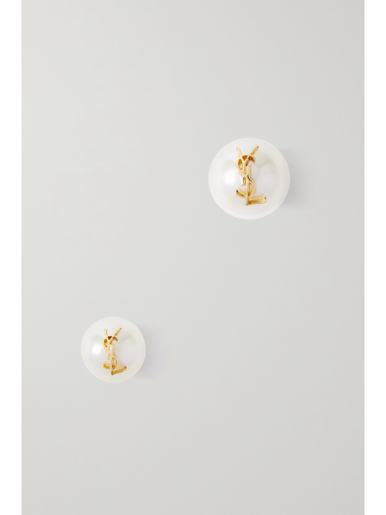 Shop Saint Laurent Gold-tone Faux Pearl Earrings