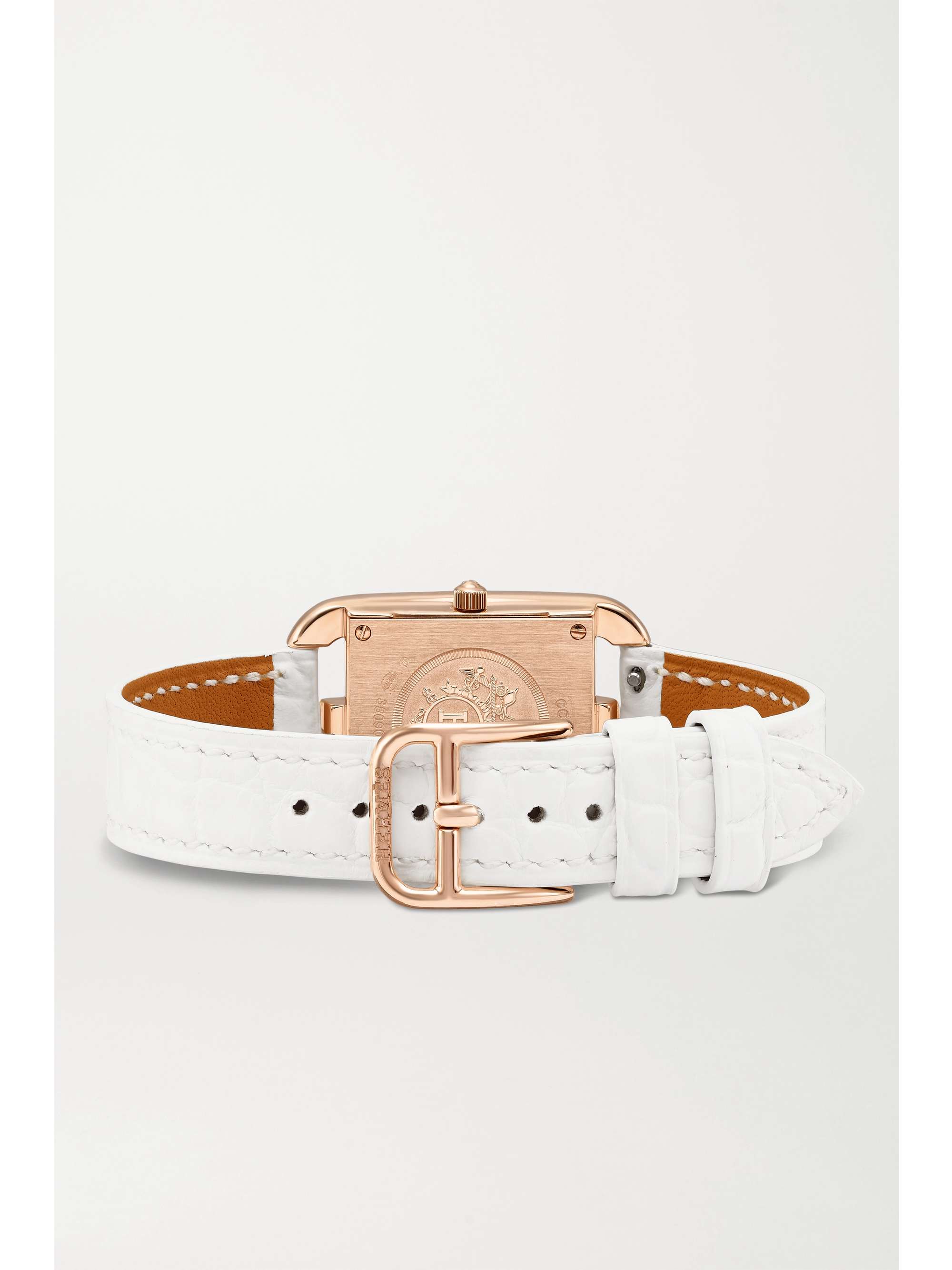 HERMÈS TIMEPIECES Montre en or rose 18 carats (750/1000), nacre et diamants à bracelet en alligator Cape Cod Small, 31 mm