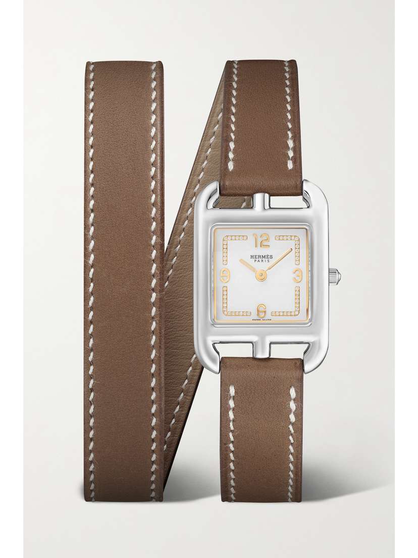 Hermès Timepieces Cape Cod Fil D'or 31mm Small Stainless Steel, Leather And Diamond Watch