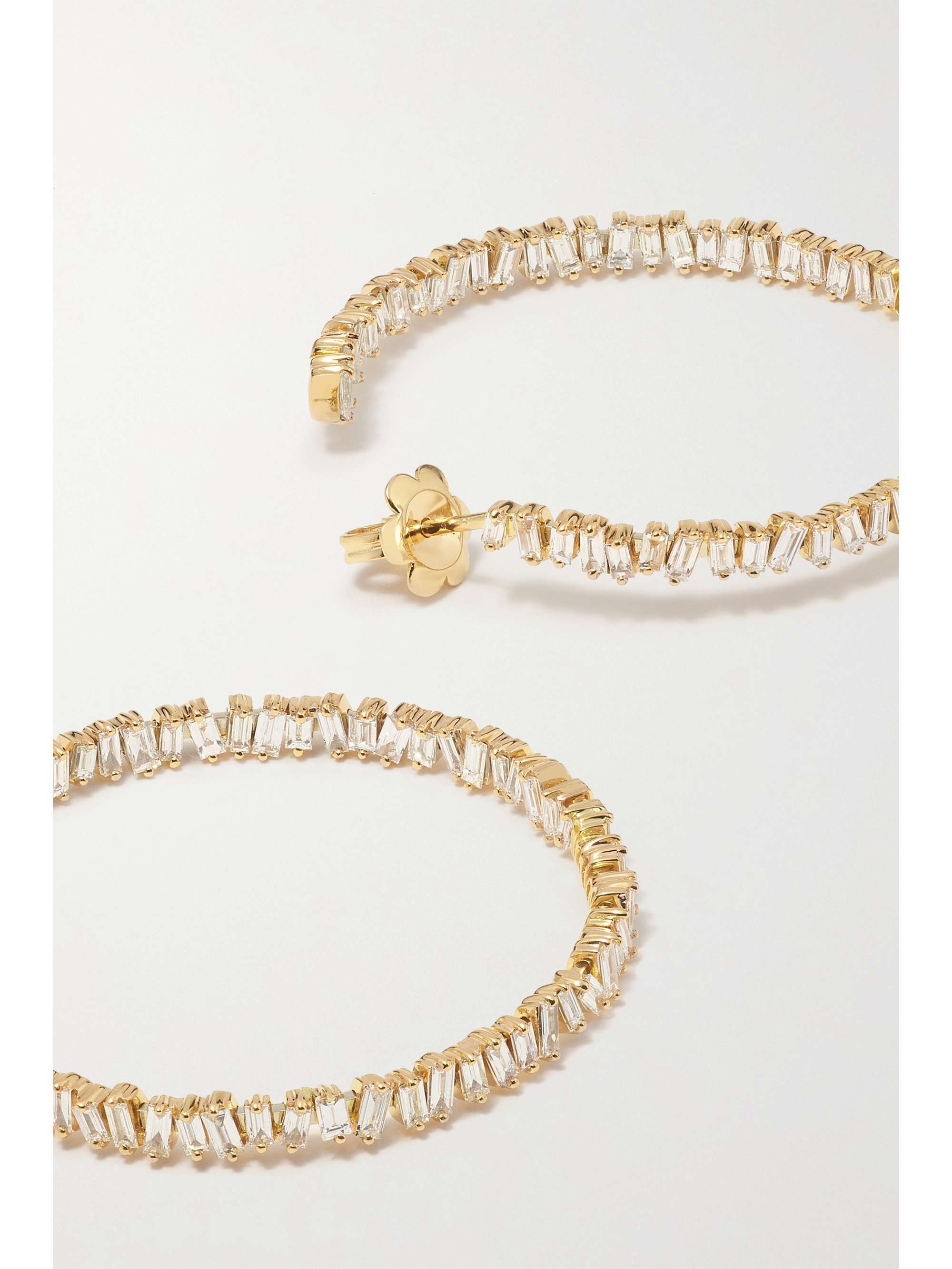 SUZANNE KALAN 18-karat rose gold diamond hoop earrings