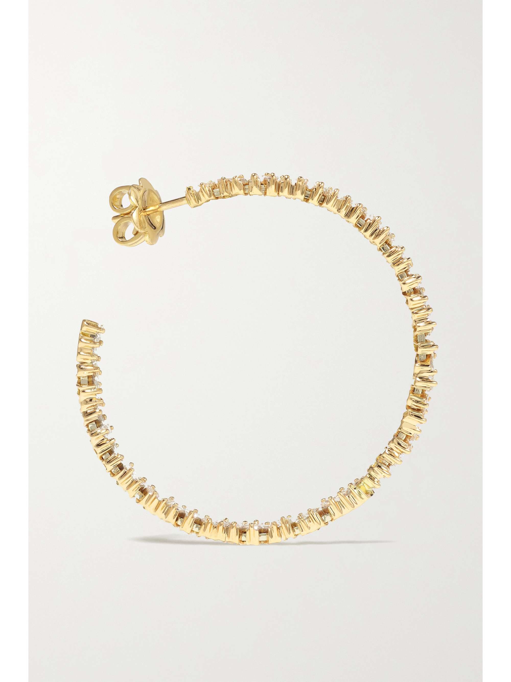 SUZANNE KALAN 18-karat rose gold diamond hoop earrings