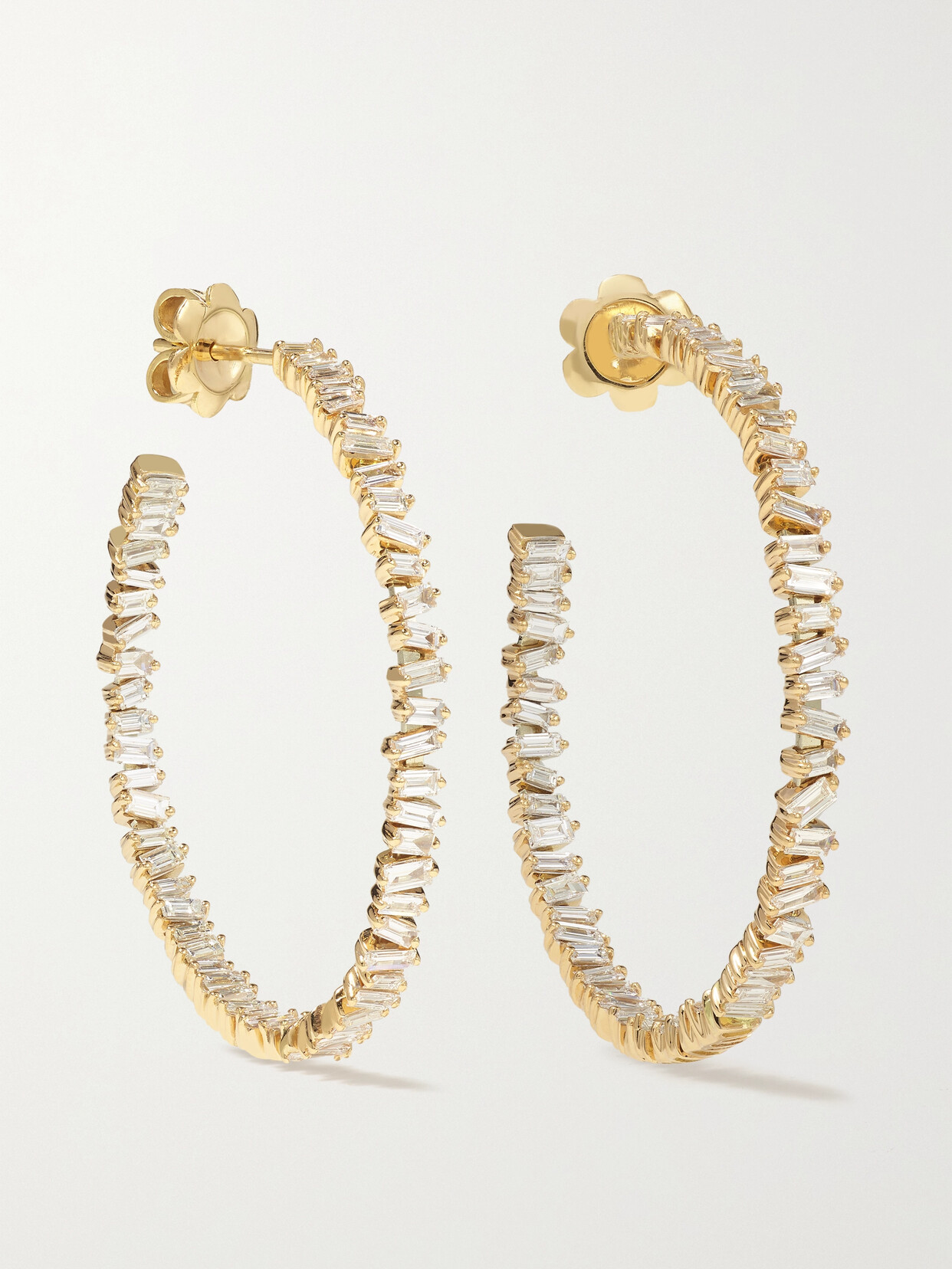 Suzanne Kalan 18-karat Rose Gold Diamond Hoop Earrings