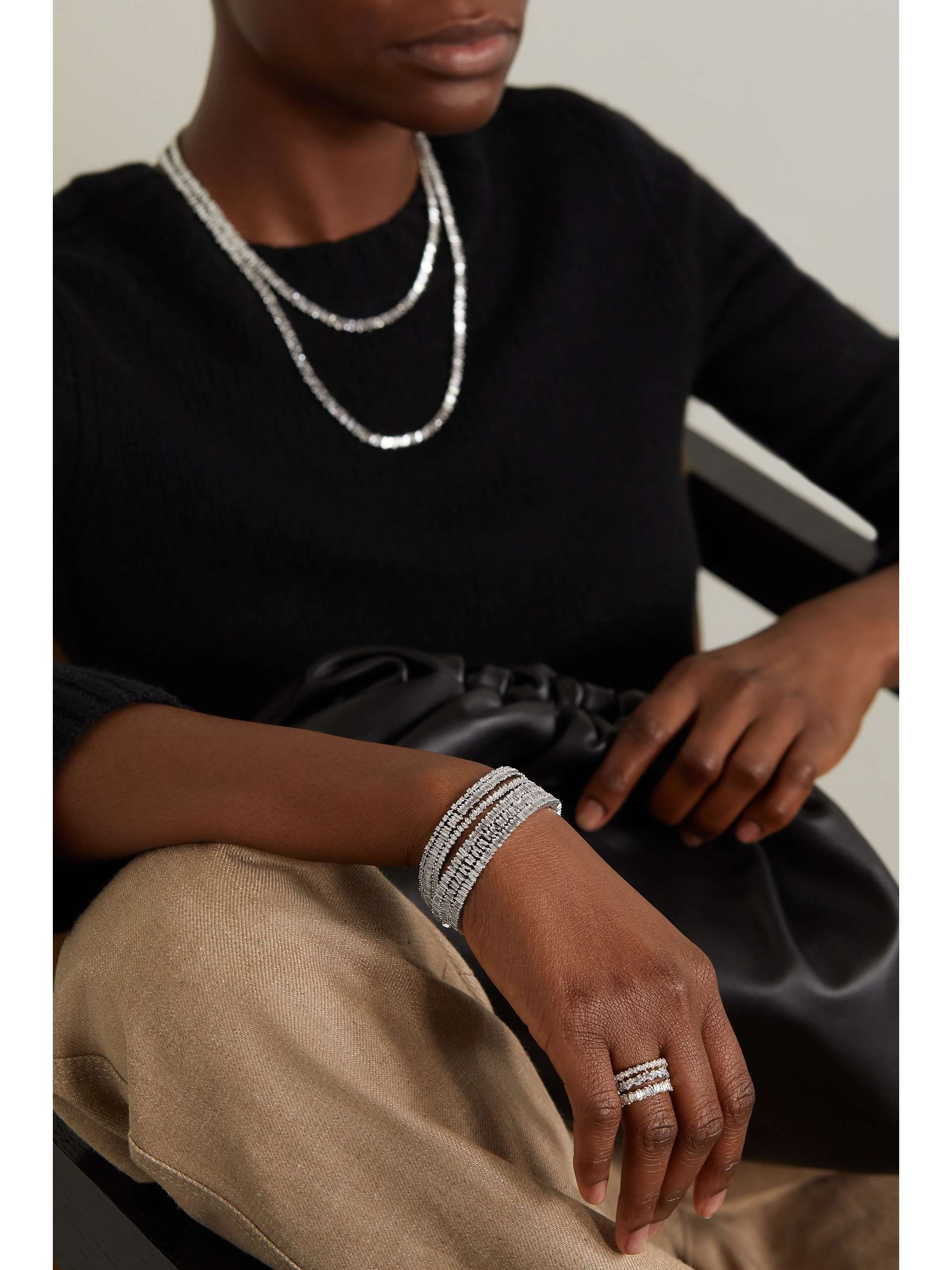 SUZANNE KALAN 18-karat white gold diamond bracelet