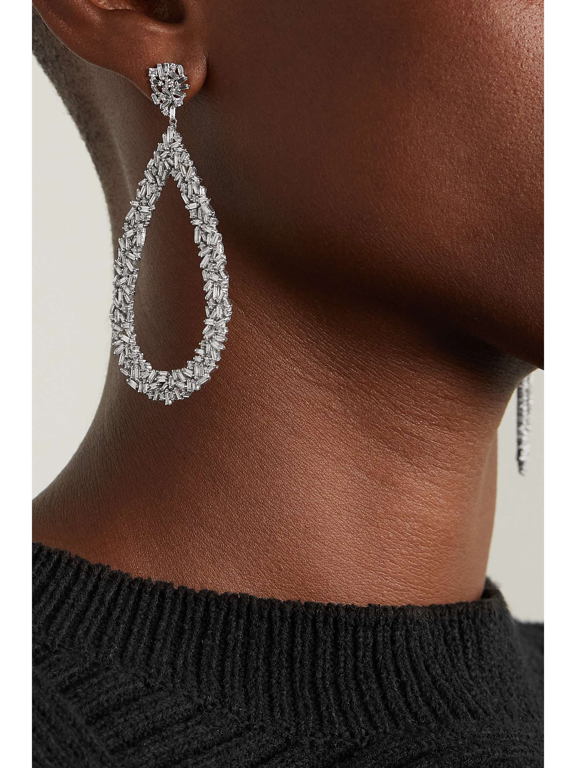 SUZANNE KALAN 18-karat white gold diamond earrings