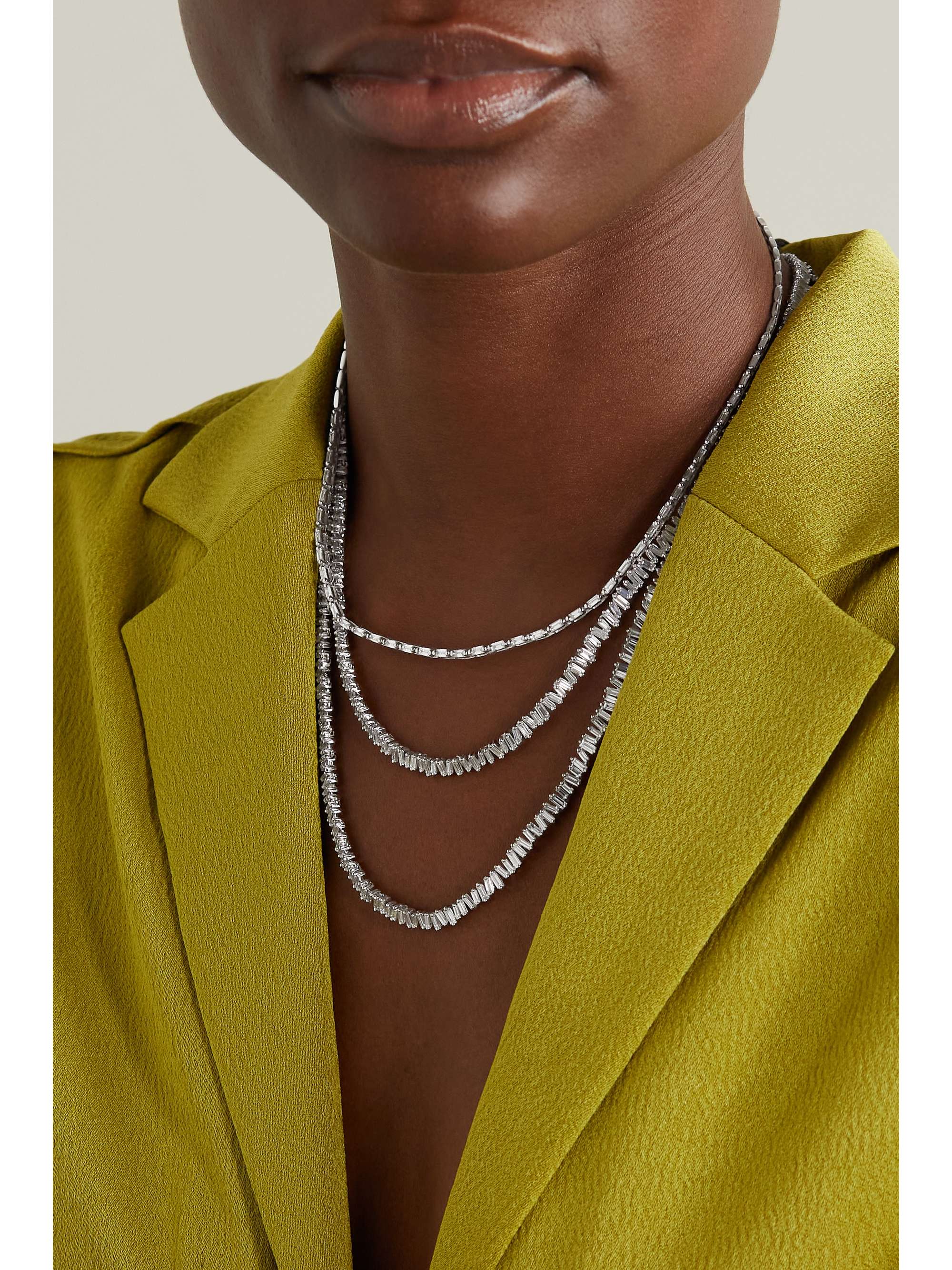 SUZANNE KALAN 18-karat white gold diamond necklace