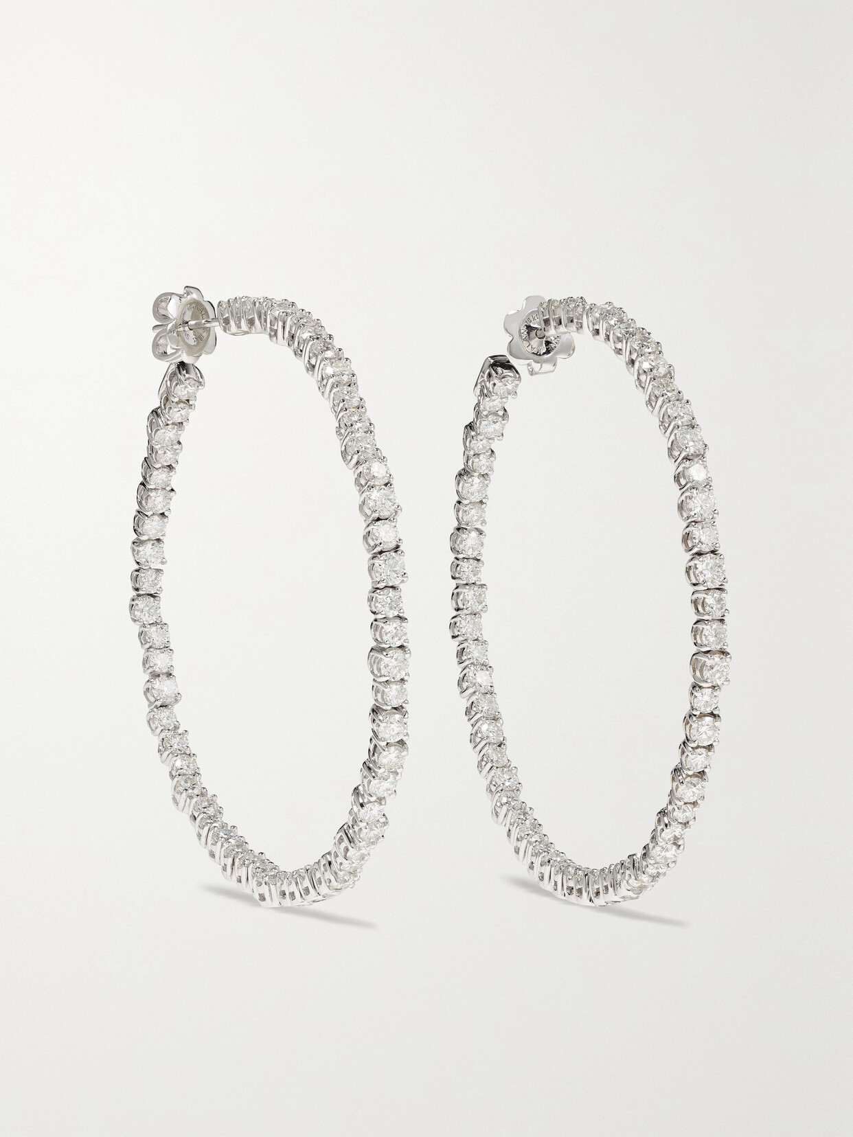 Suzanne Kalan 18-karat White  Diamond Hoop Earrings