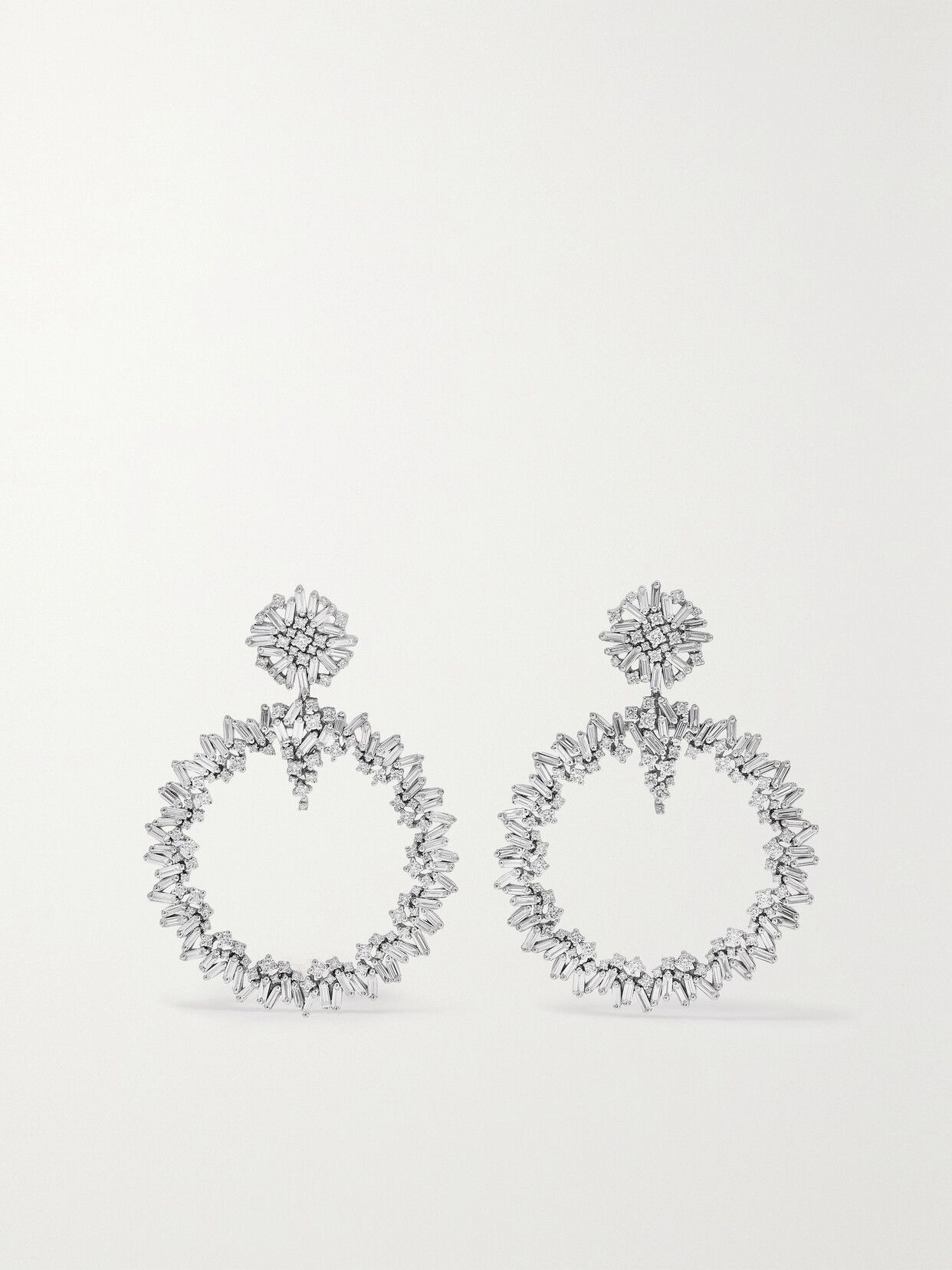 Suzanne Kalan 18-karat White Gold Diamond Earrings