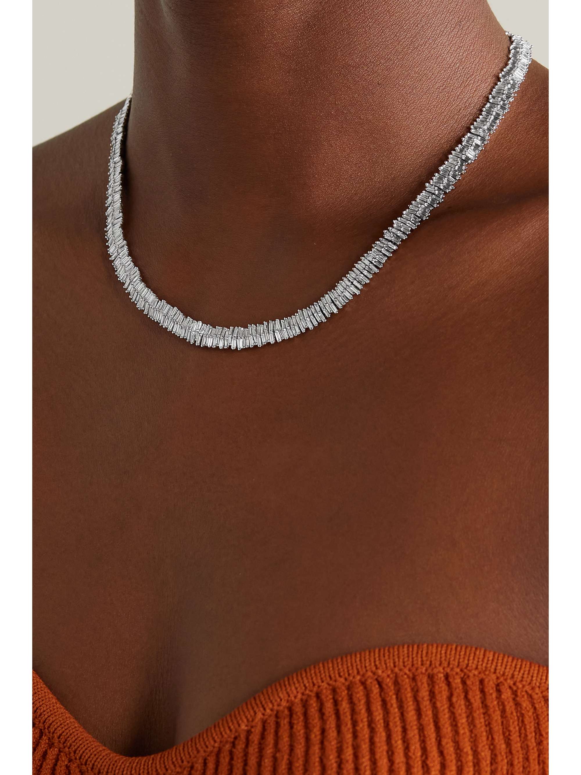 SUZANNE KALAN 18-karat white gold diamond necklace