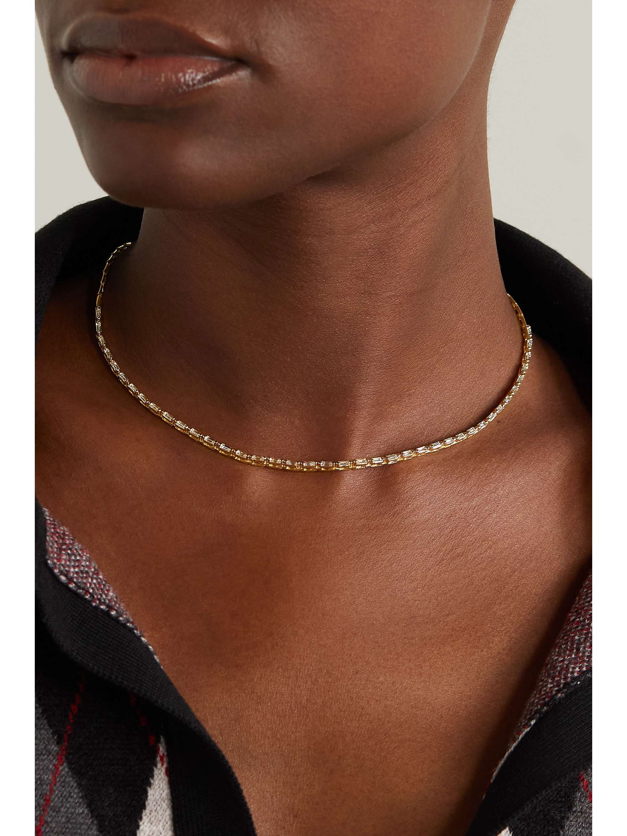 SUZANNE KALAN 18-karat white gold diamond necklace