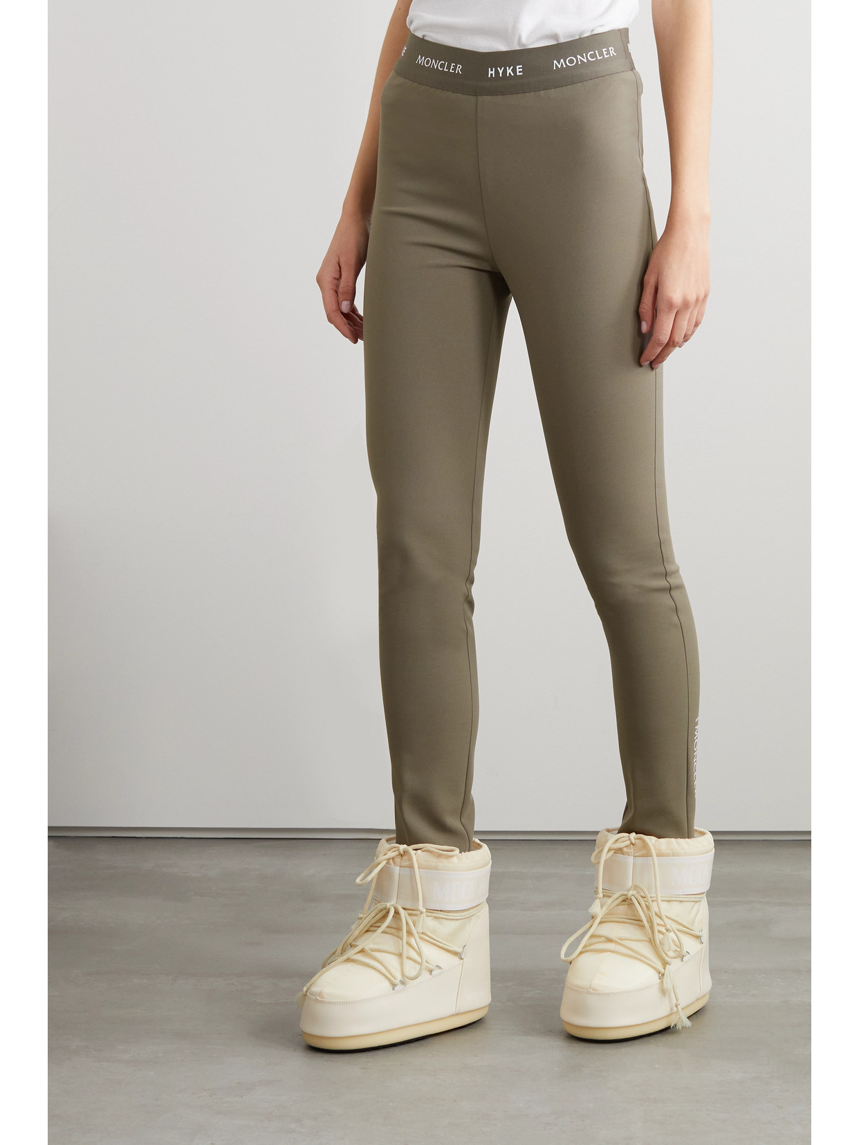 Moncler Genius 4 Moncler Hyke Logo Waistband Leggings In Brown