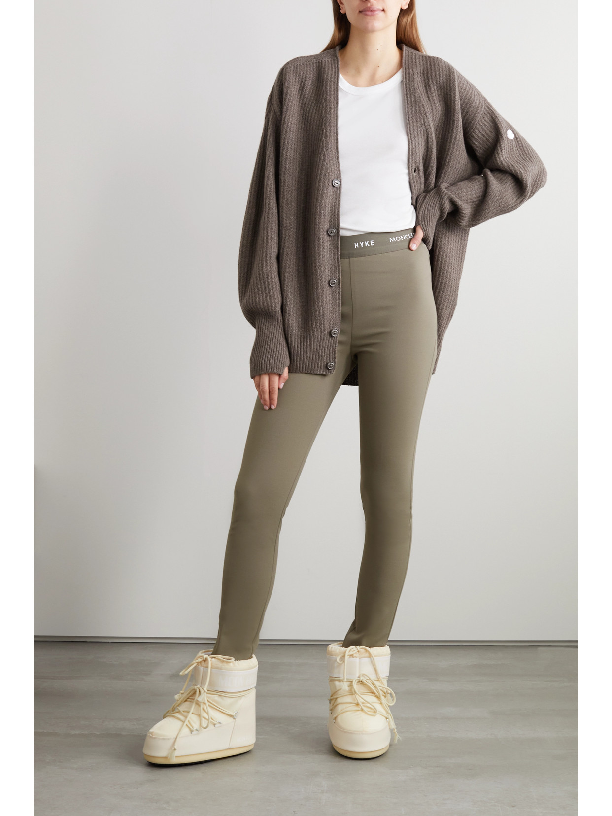 Moncler Genius 4 Moncler Hyke Logo Waistband Leggings In Brown