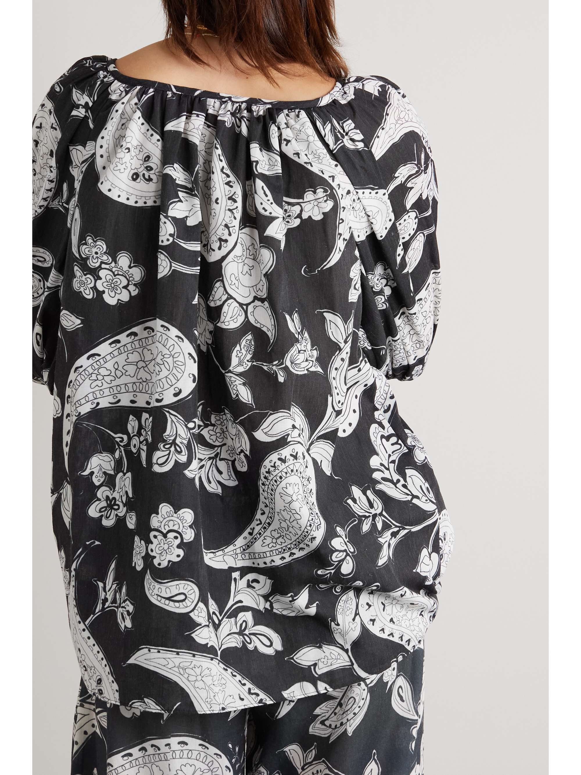 FIL DE VIE Juno paisley-print cotton-batiste blouse