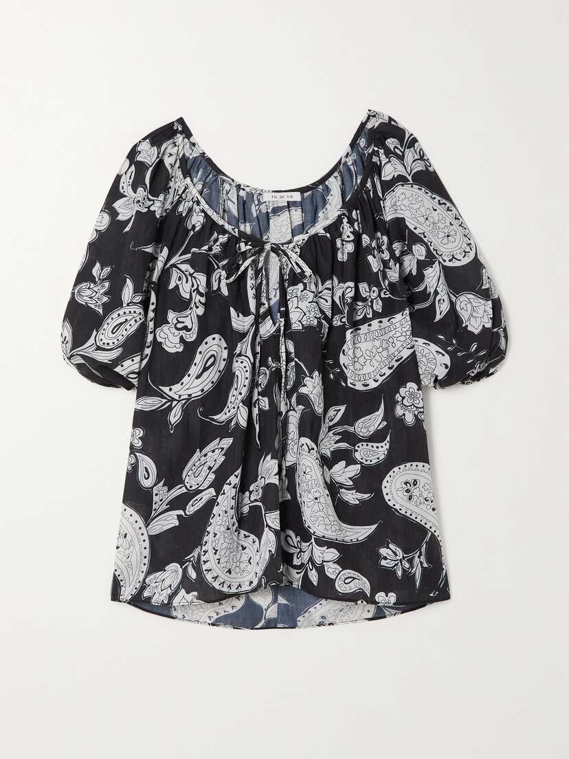FIL DE VIE Juno Paisley-print Cotton-batiste Blouse