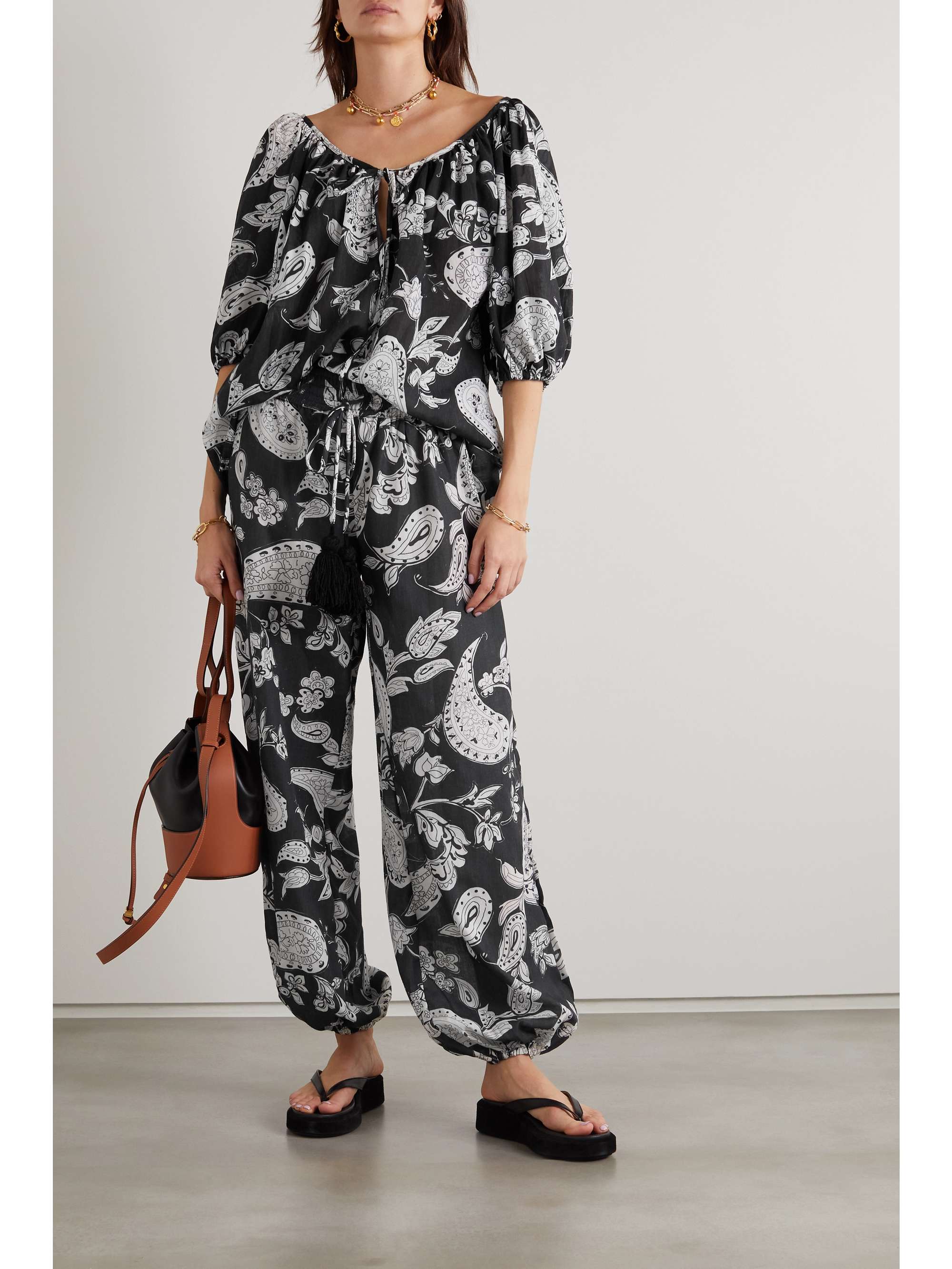FIL DE VIE Juno paisley-print cotton-batiste blouse