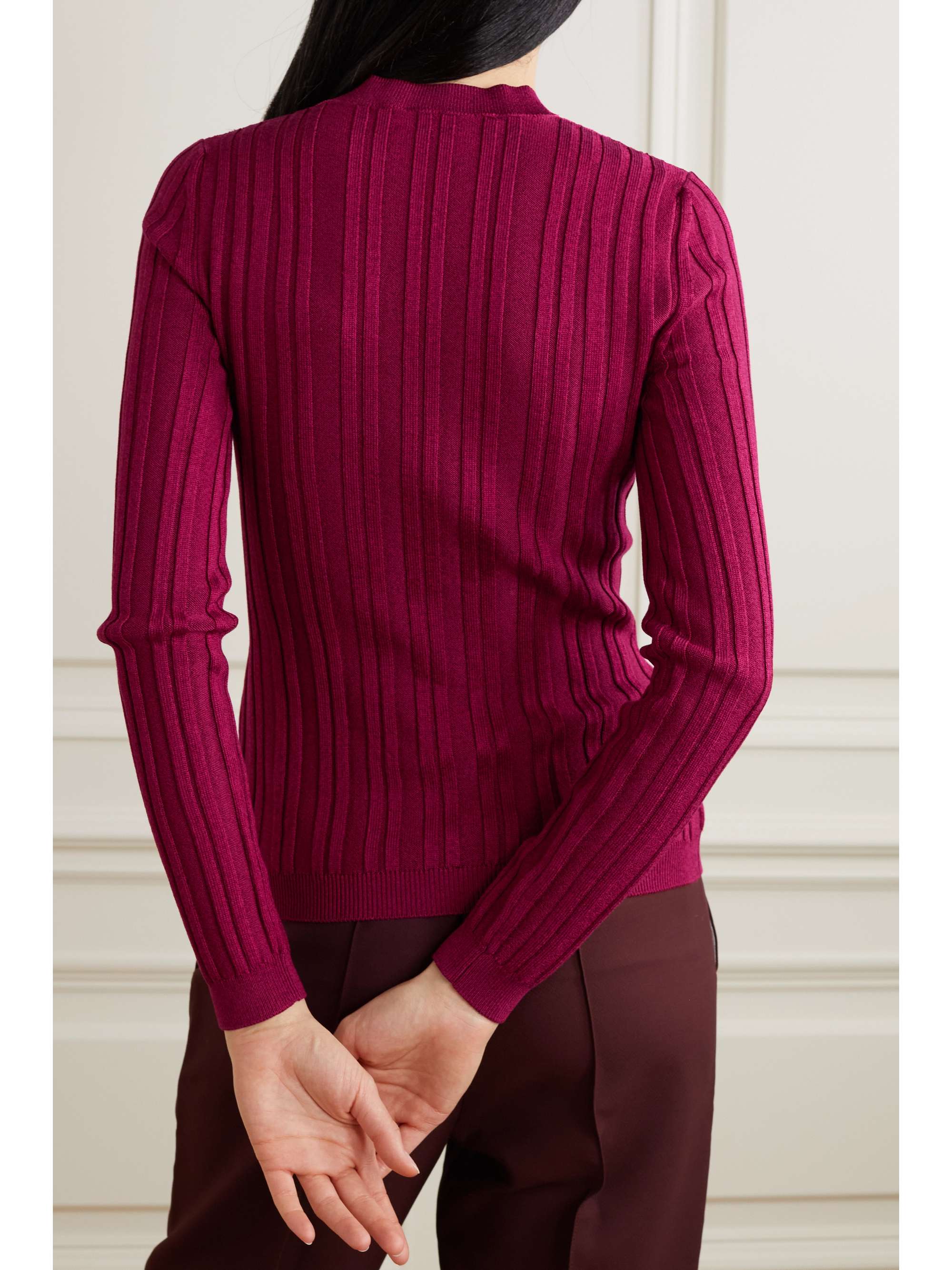 PARTOW Kira two-tone ribbed cotton-blend sweater