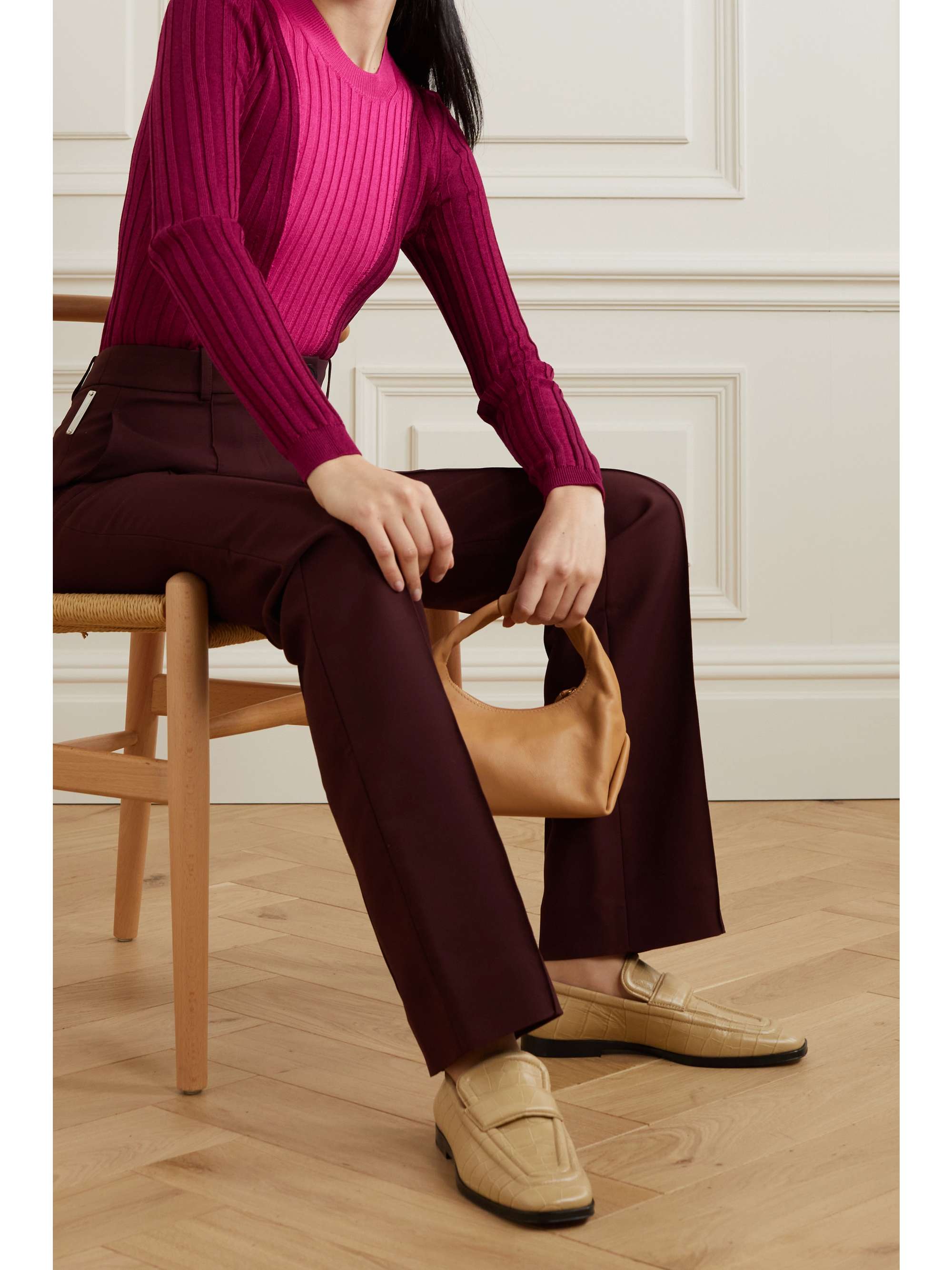 PARTOW Kira two-tone ribbed cotton-blend sweater