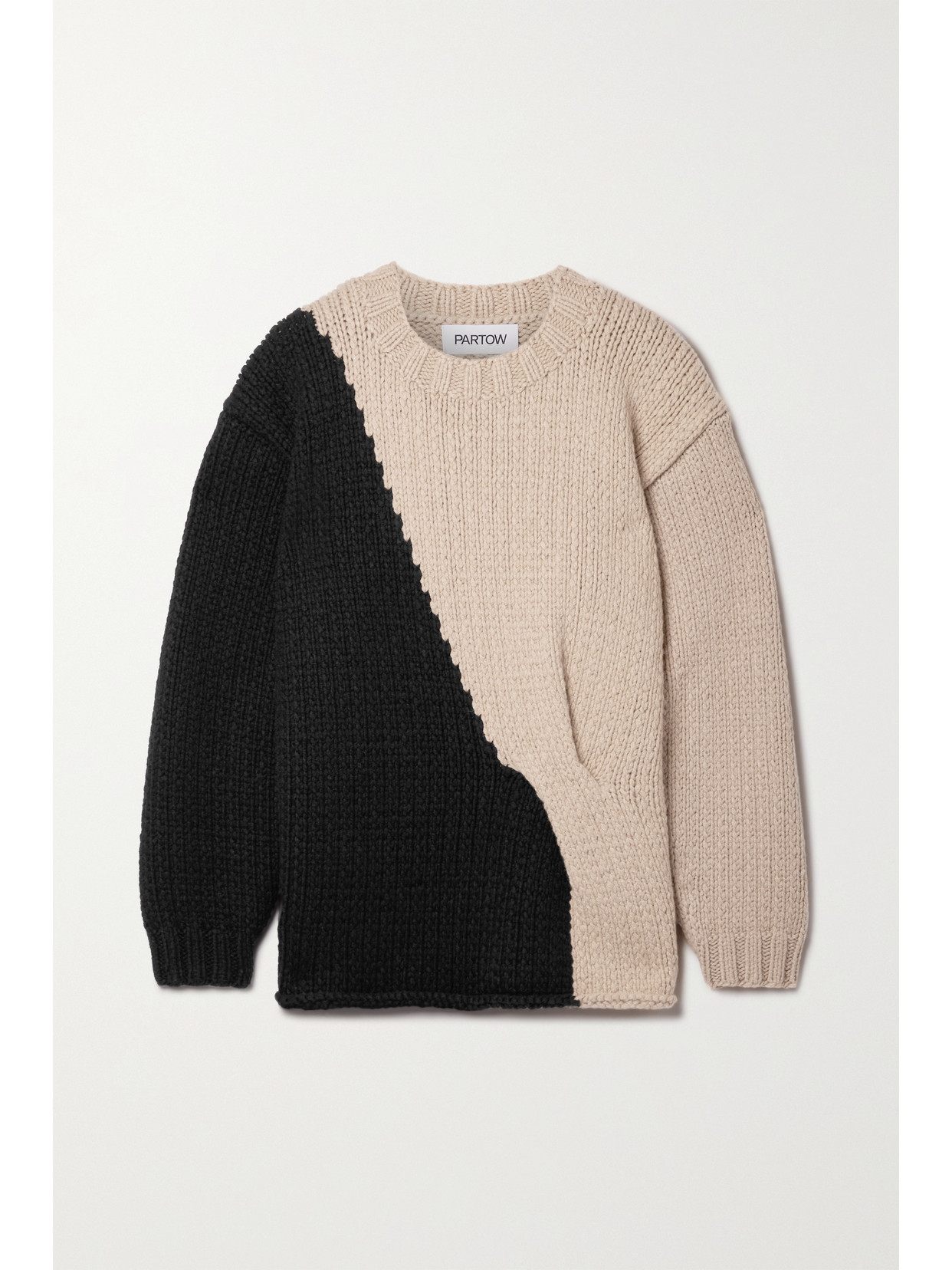 Partow Mia Two-tone Cashmere Sweater In Black