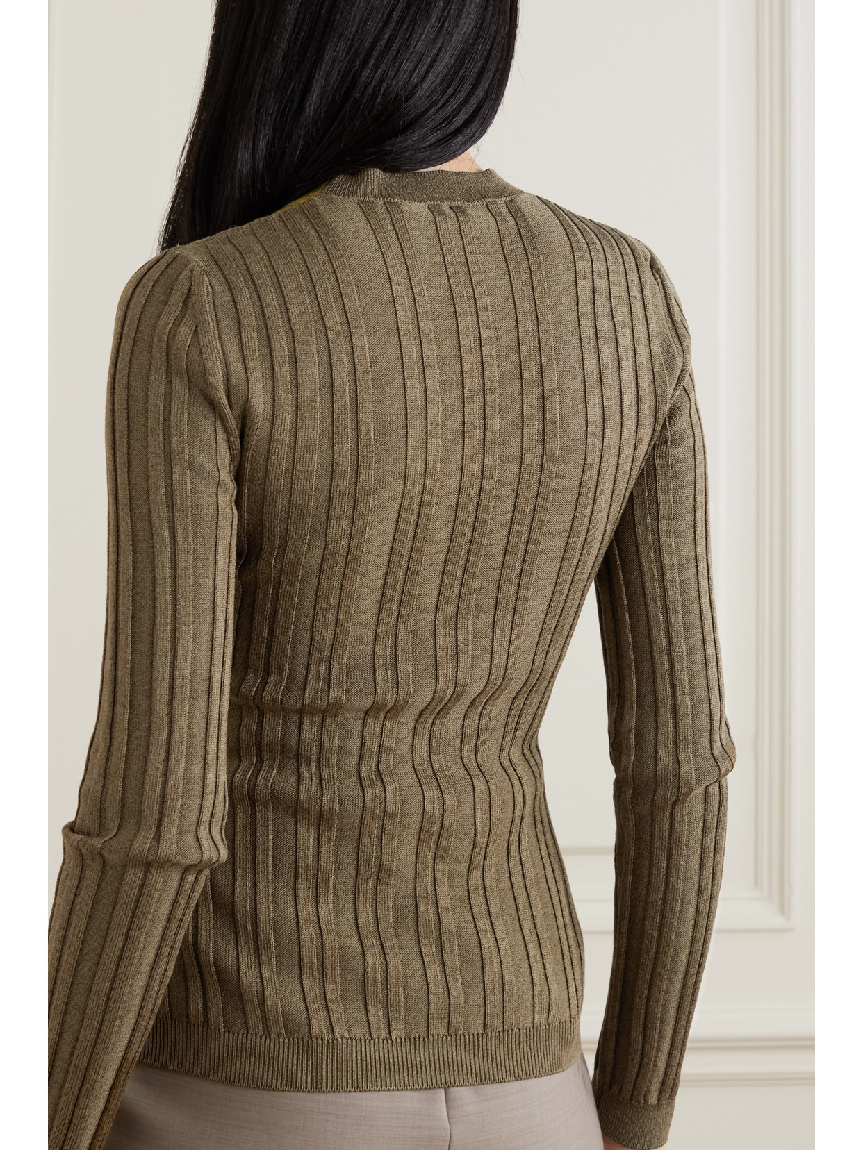 Partow Kira Ribbed Cotton-blend Sweater In Brown