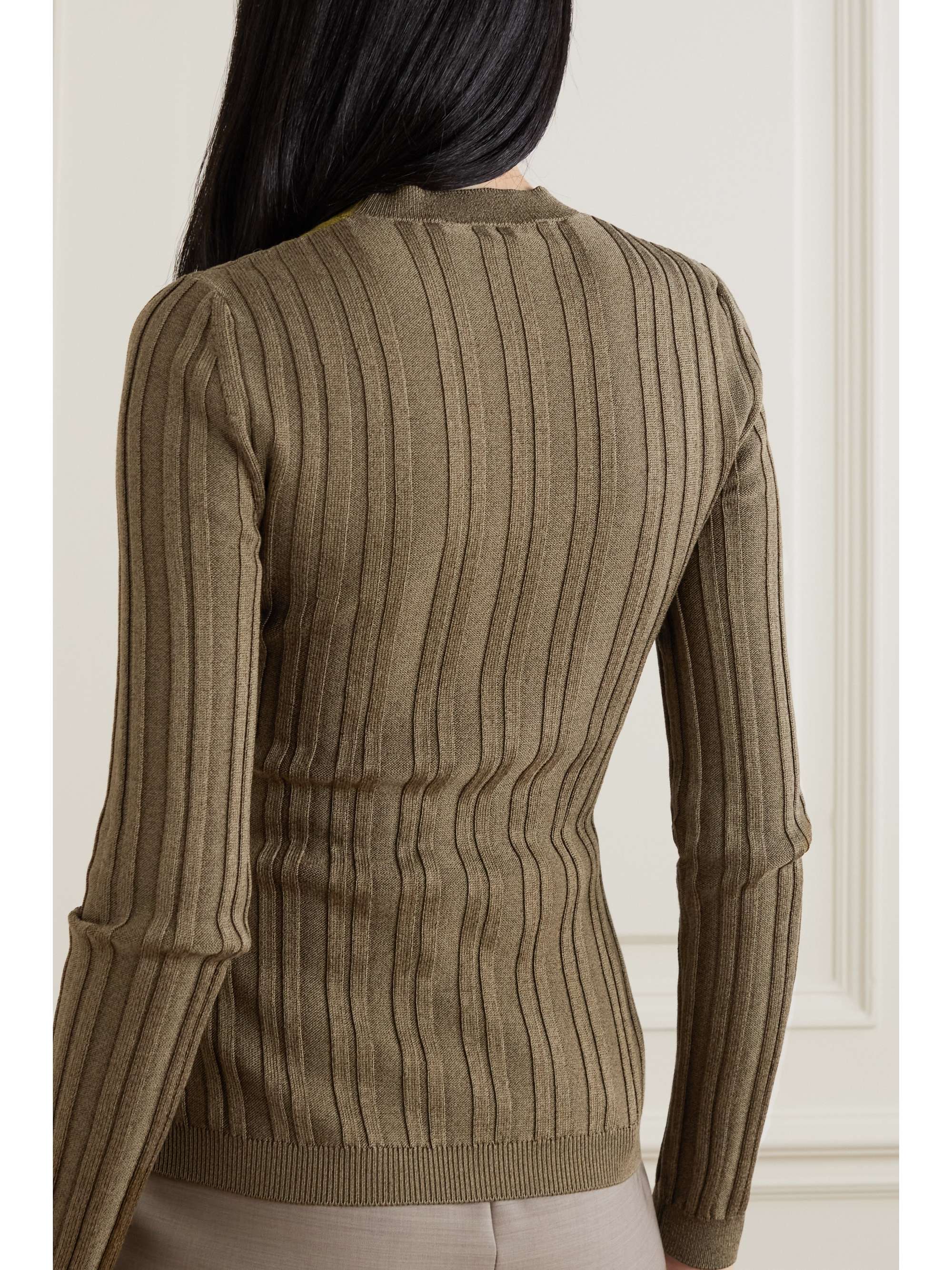 PARTOW Kira two-tone ribbed cotton-blend sweater