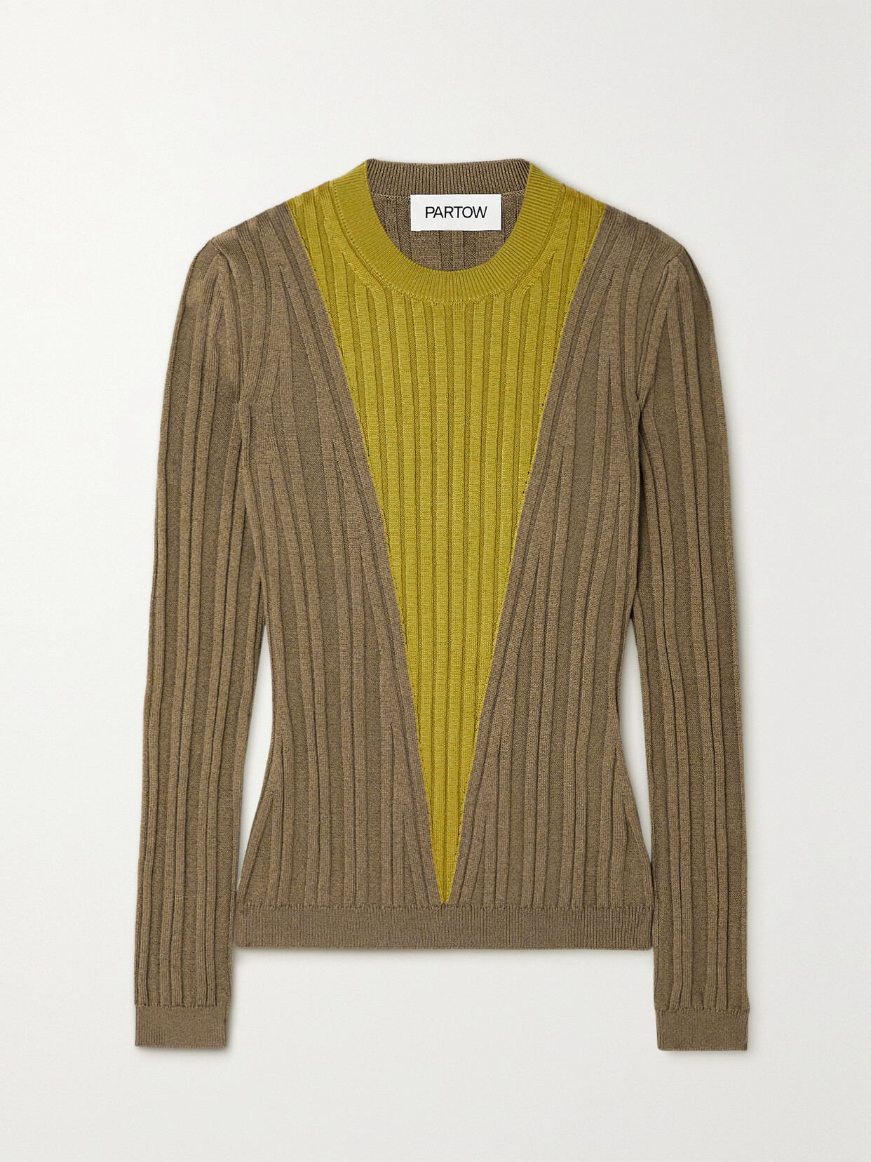 Partow Kira Ribbed Cotton-blend Sweater In Brown
