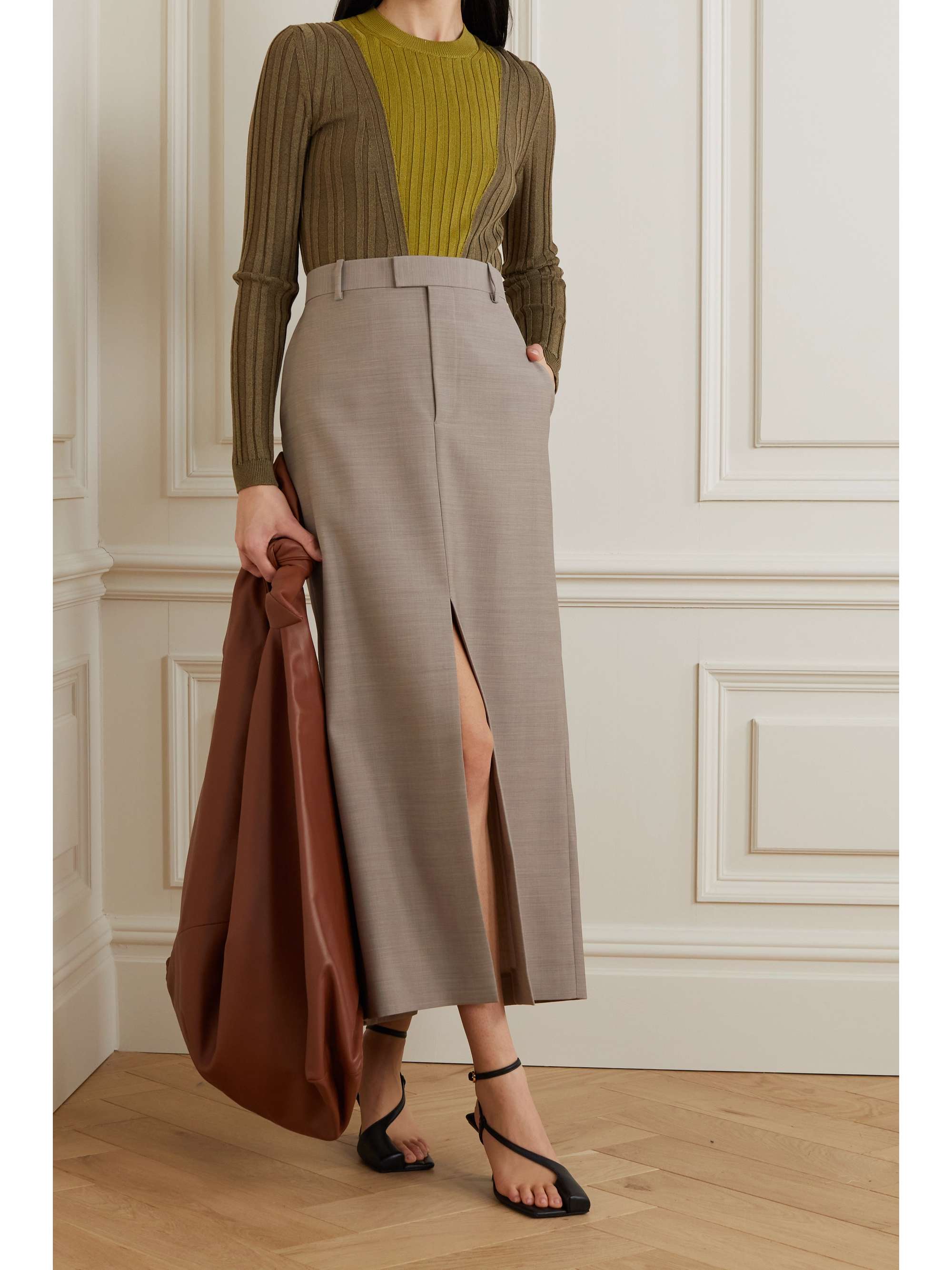PARTOW Kira two-tone ribbed cotton-blend sweater