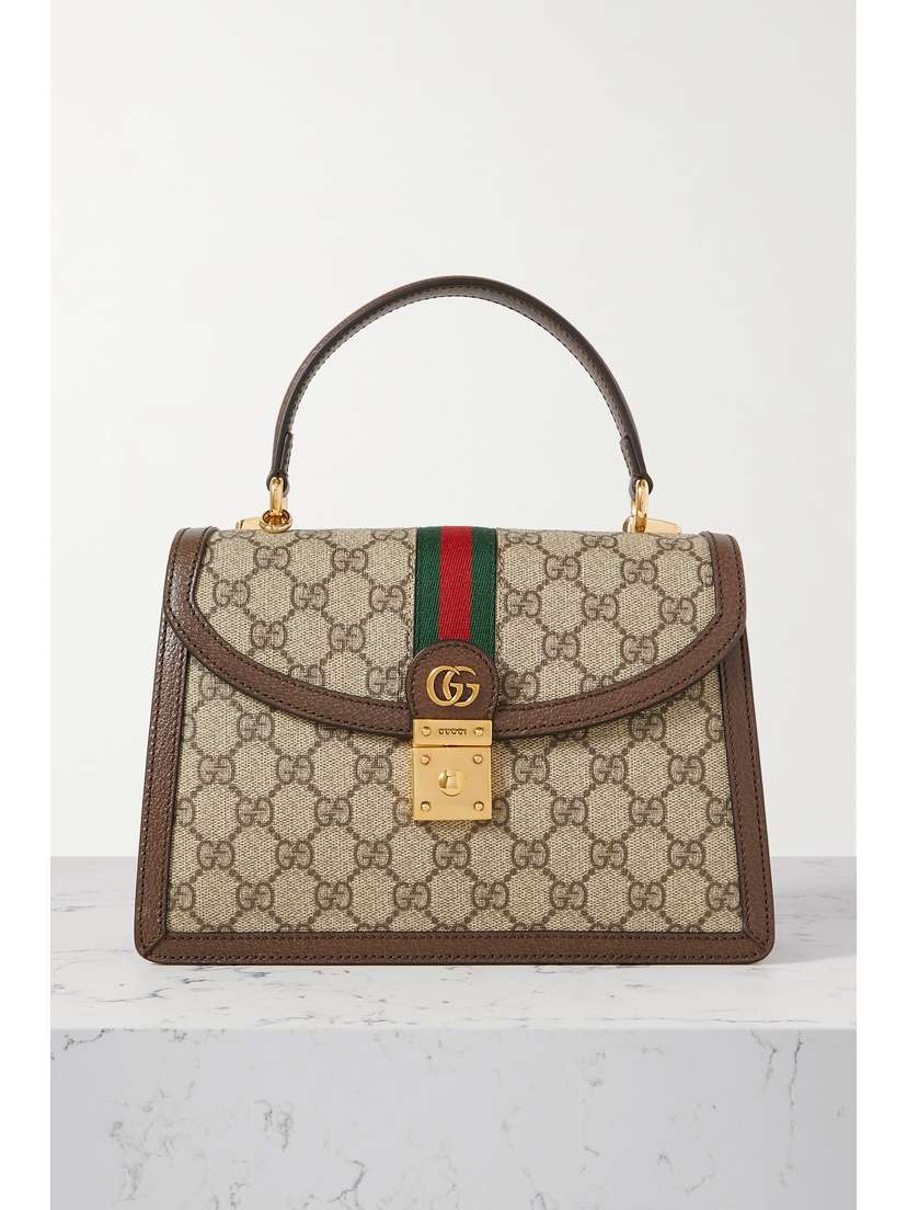 Gucci Ophidia Textured Leather-trimmed Printed Coated-canvas Tote