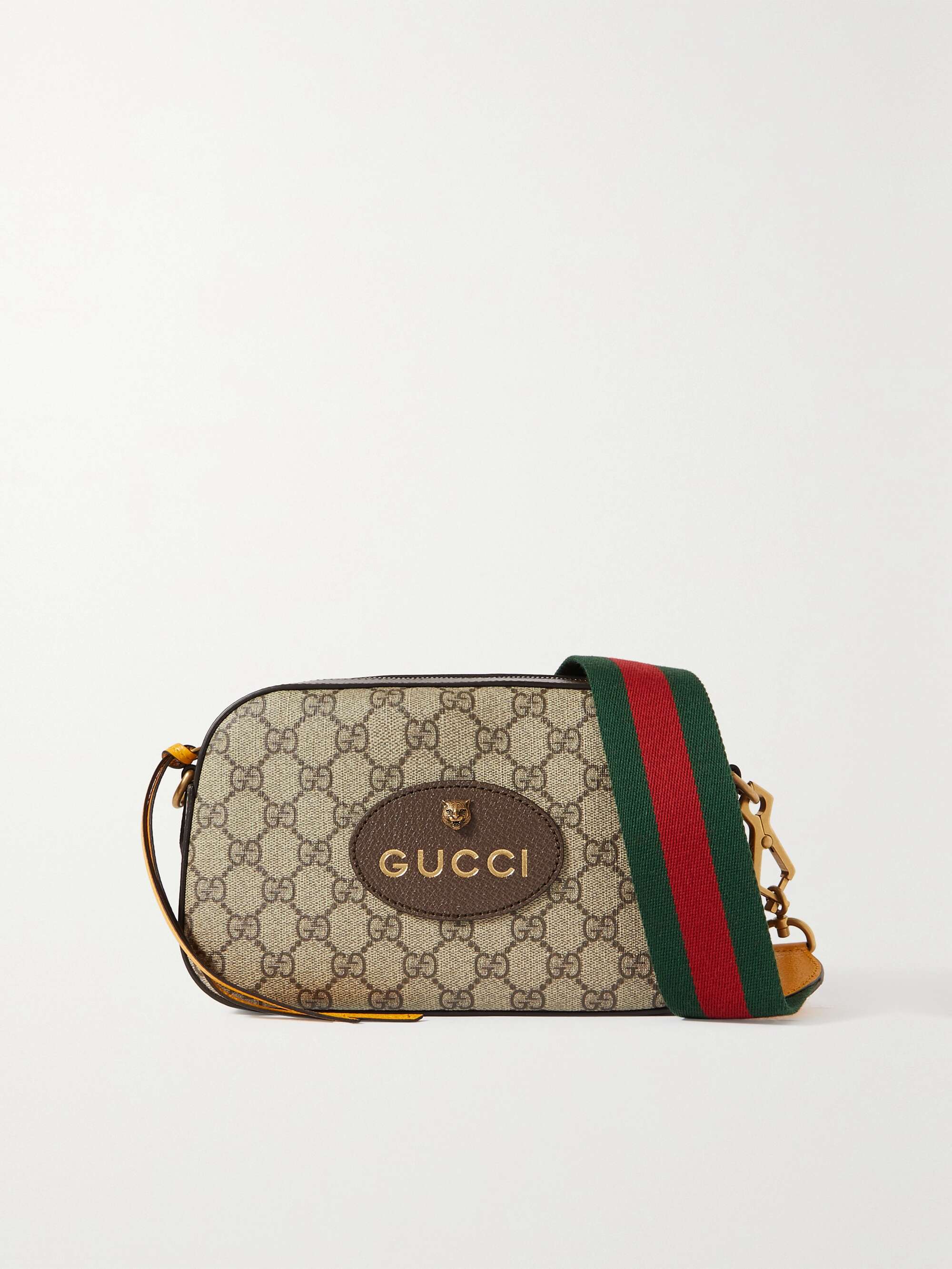 GUCCI Neo Vintage GG Supreme textured leather-trimmed coated-canvas shoulder  bag