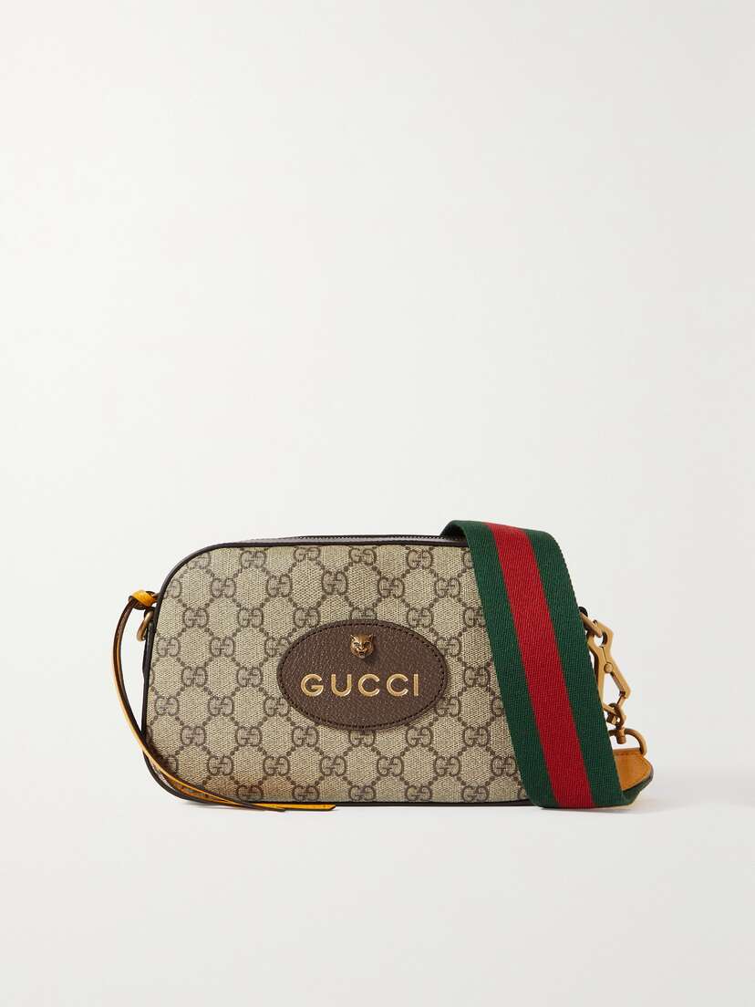 Gucci Neo Vintage Gg Supreme Textured Leather-trimmed Coated-canvas Shoulder Bag
