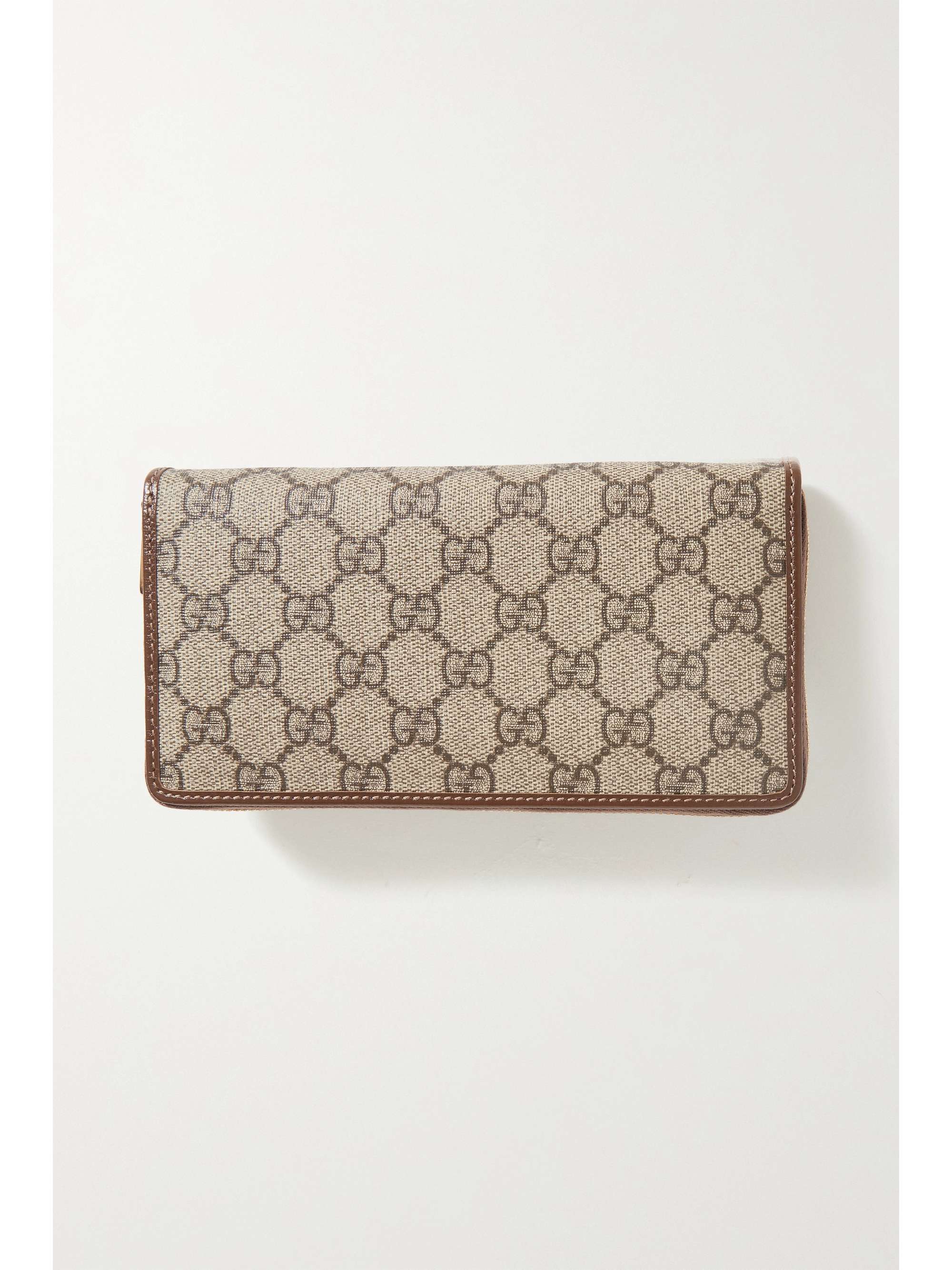 GUCCI Horsebit 1955 leather-trimmed printed coated-canvas wallet