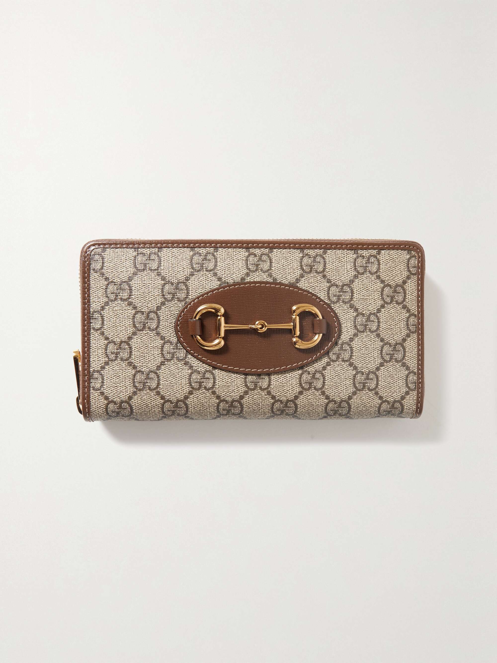 Gucci Horsebit 1955 Zip Around Wallet, Beige, GG Canvas