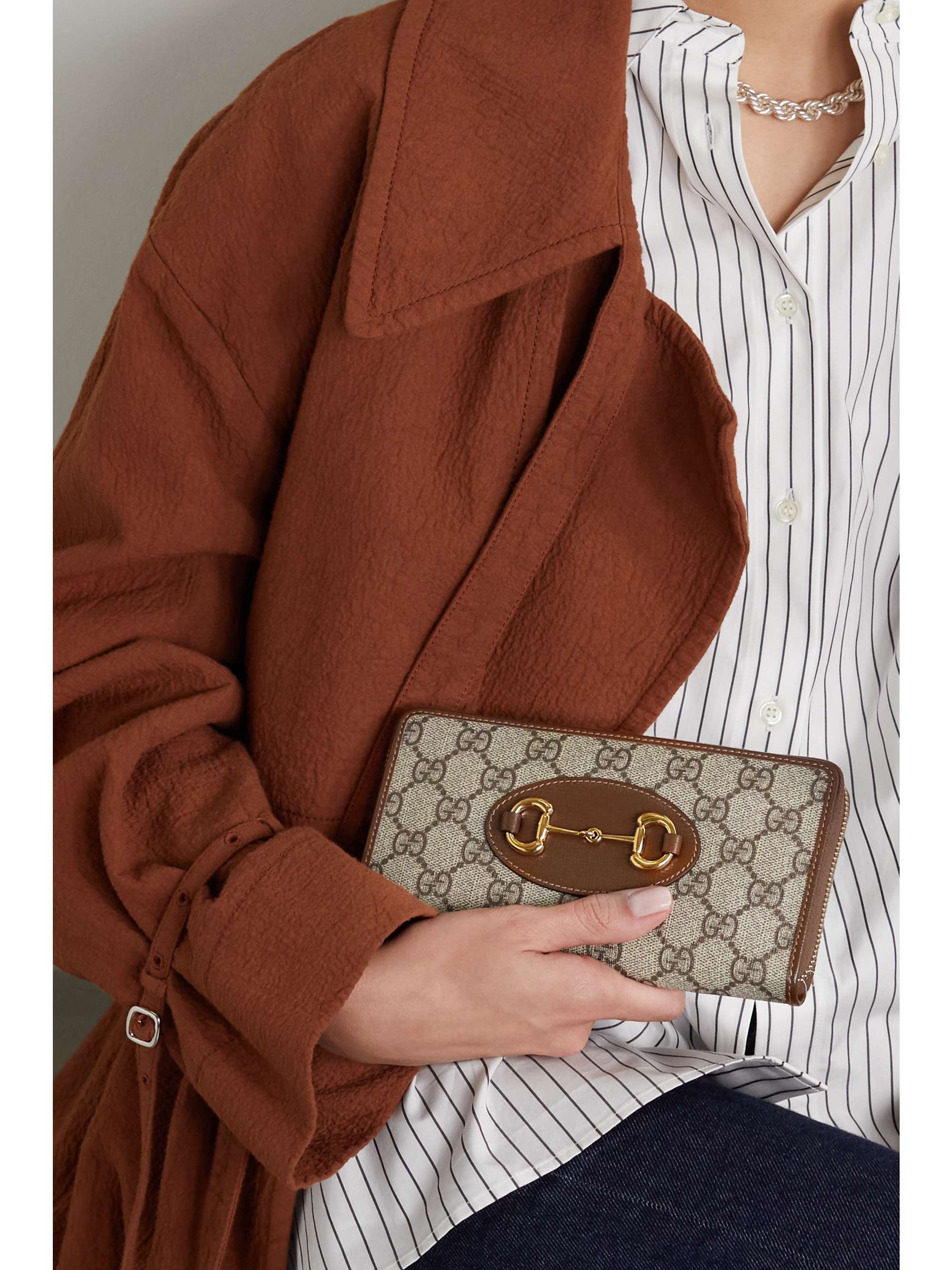 GUCCI Horsebit 1955 leather-trimmed printed coated-canvas wallet