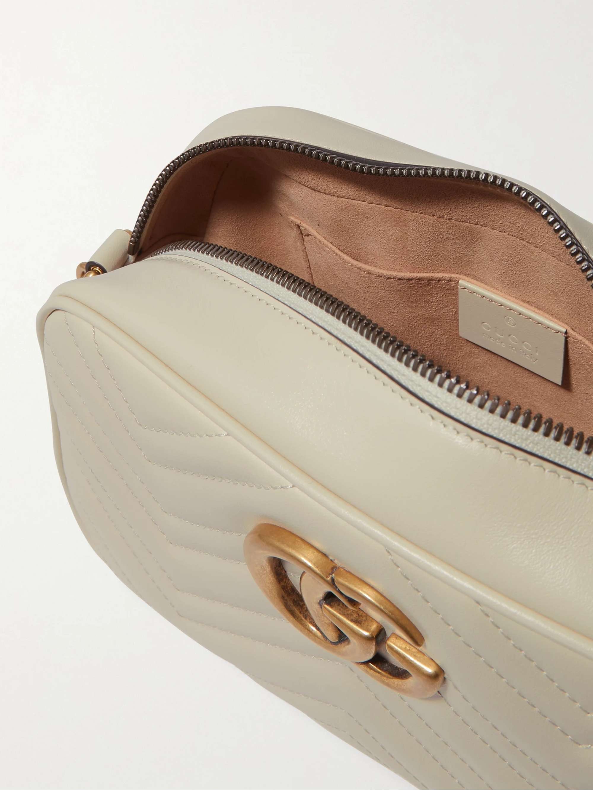 GUCCI GG Marmont Small Shoulder Bag, White, Leather