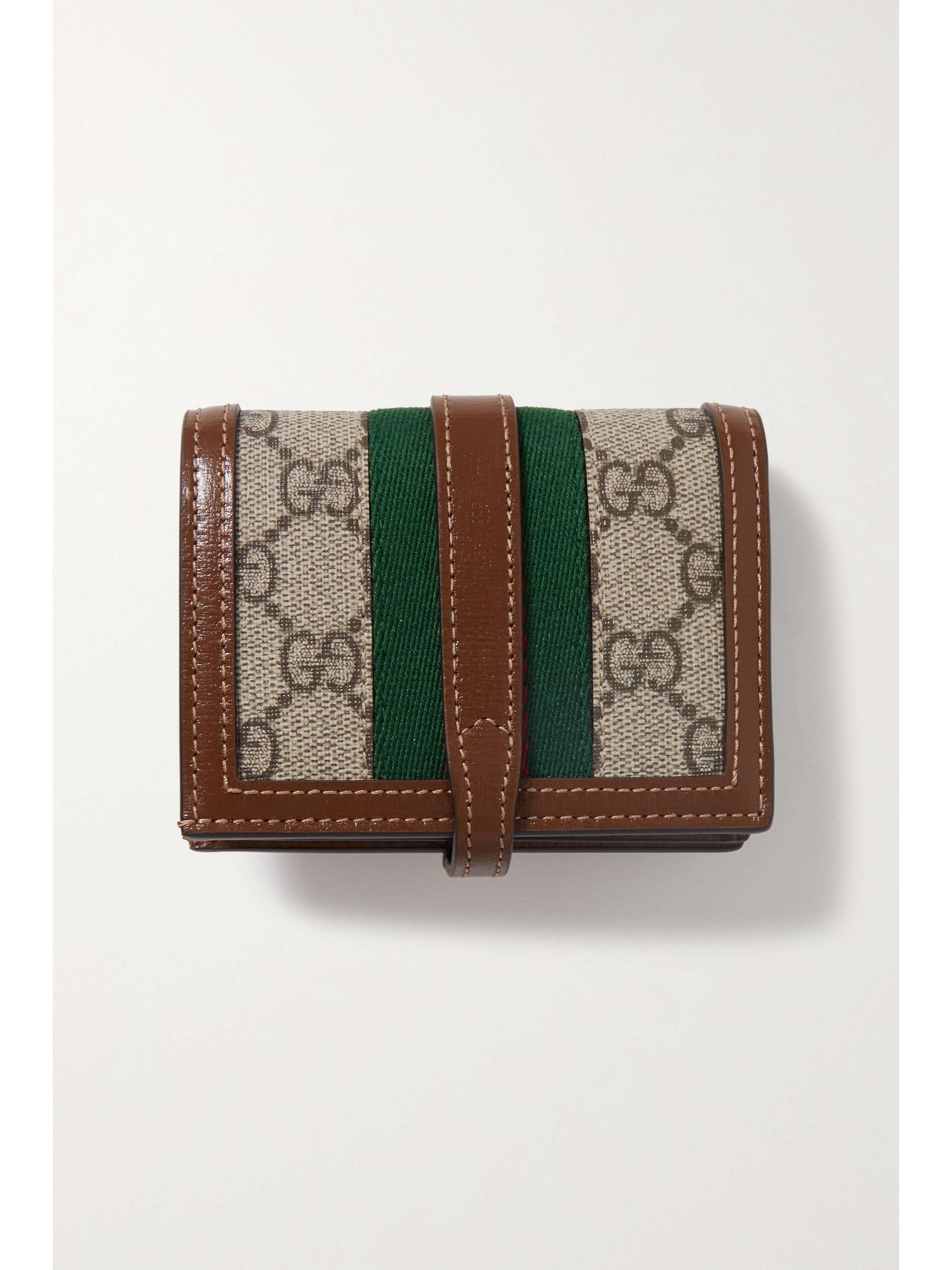 GUCCI Jackie 1961 textured-leather and webbing-trimmed printed coated-canvas wallet
