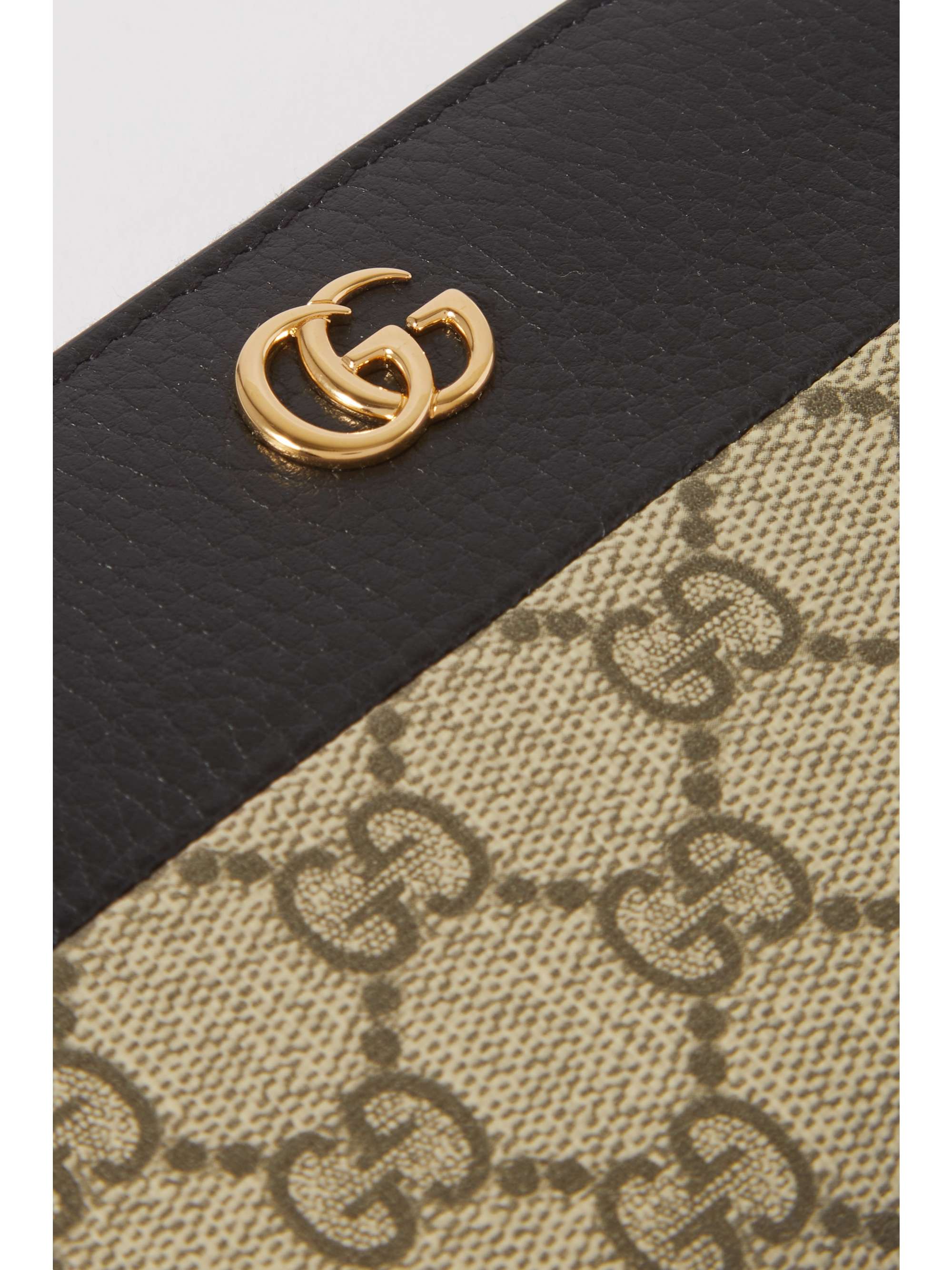 GUCCI GG Marmont textured-leather and printed coated-canvas wallet