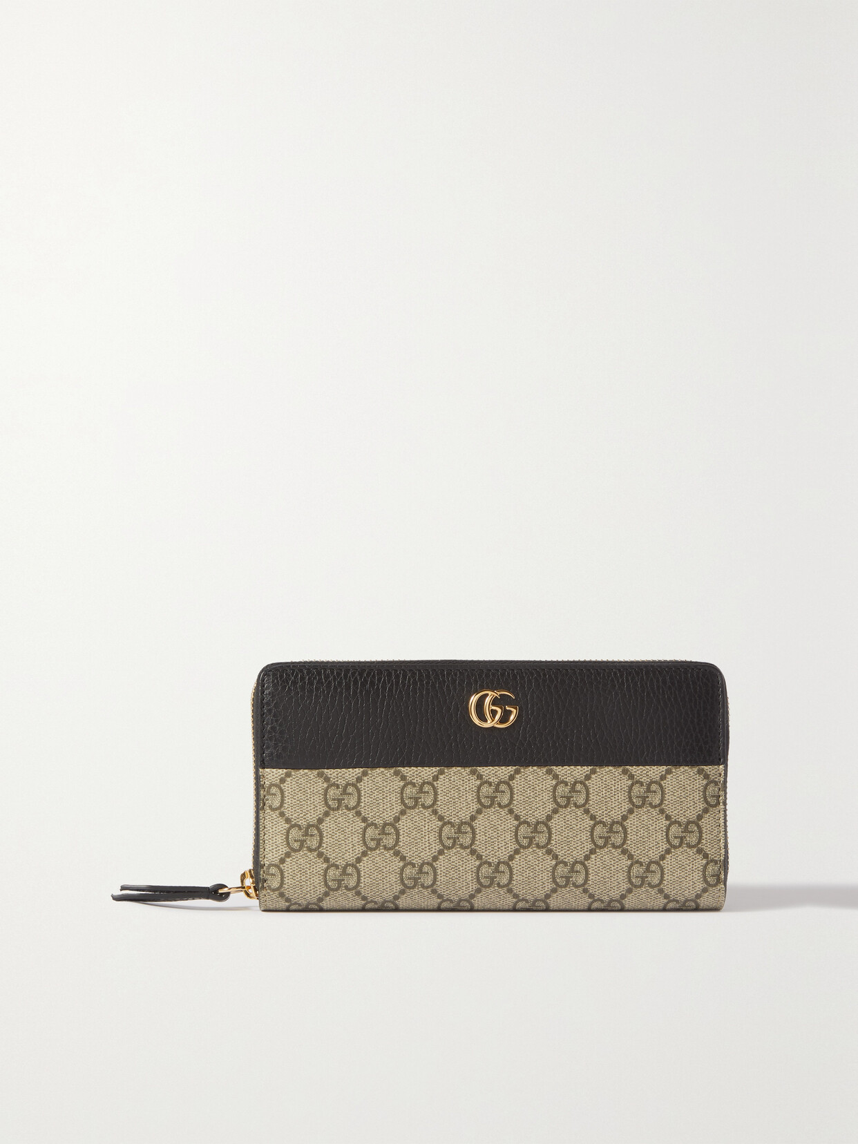 Gucci - Gg Marmont Textured-leather And Printed Coated-canvas Wallet - Black