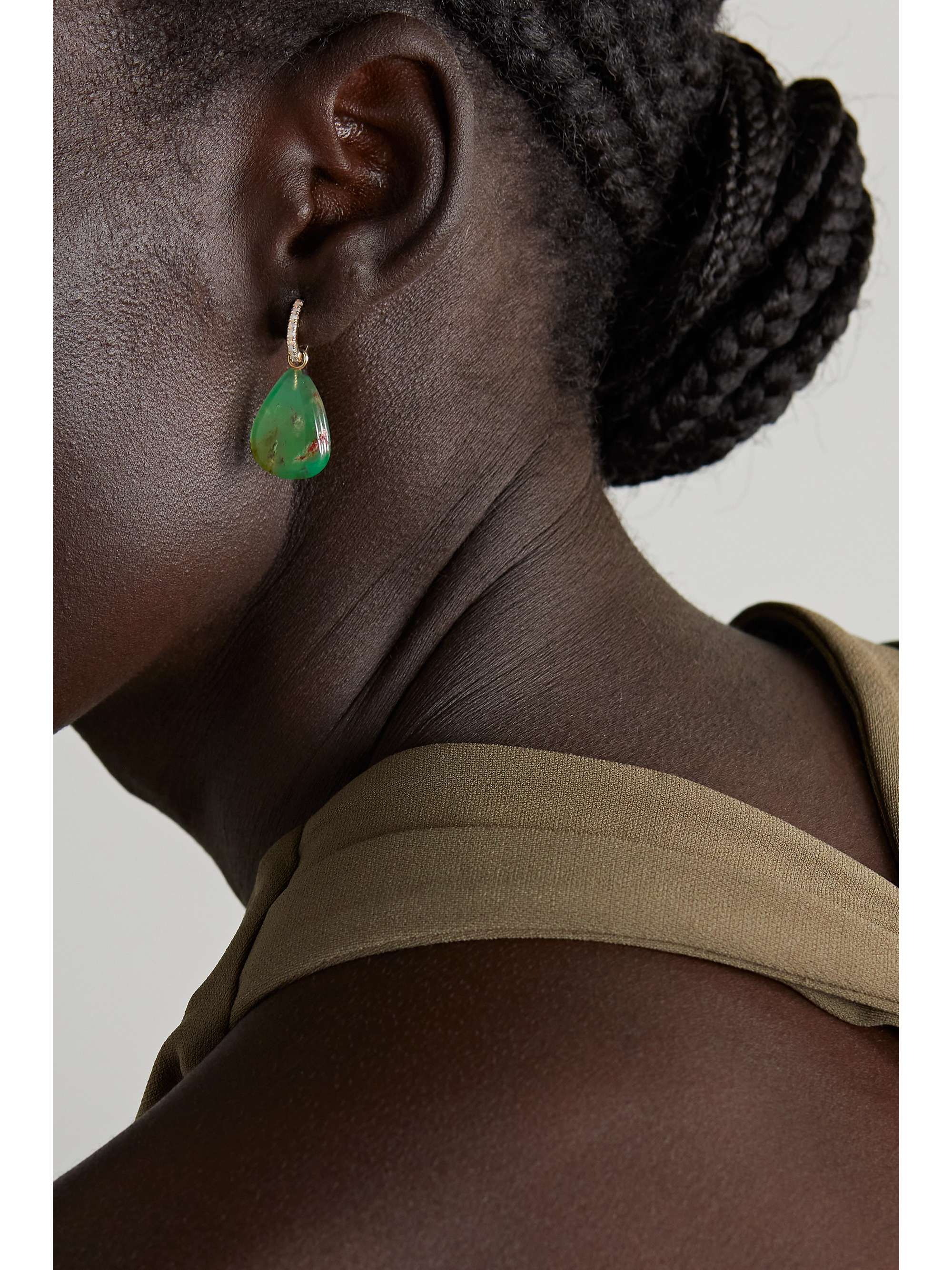 ANDREA FOHRMAN 14-karat gold, chrysoprase and opal hoop earrings