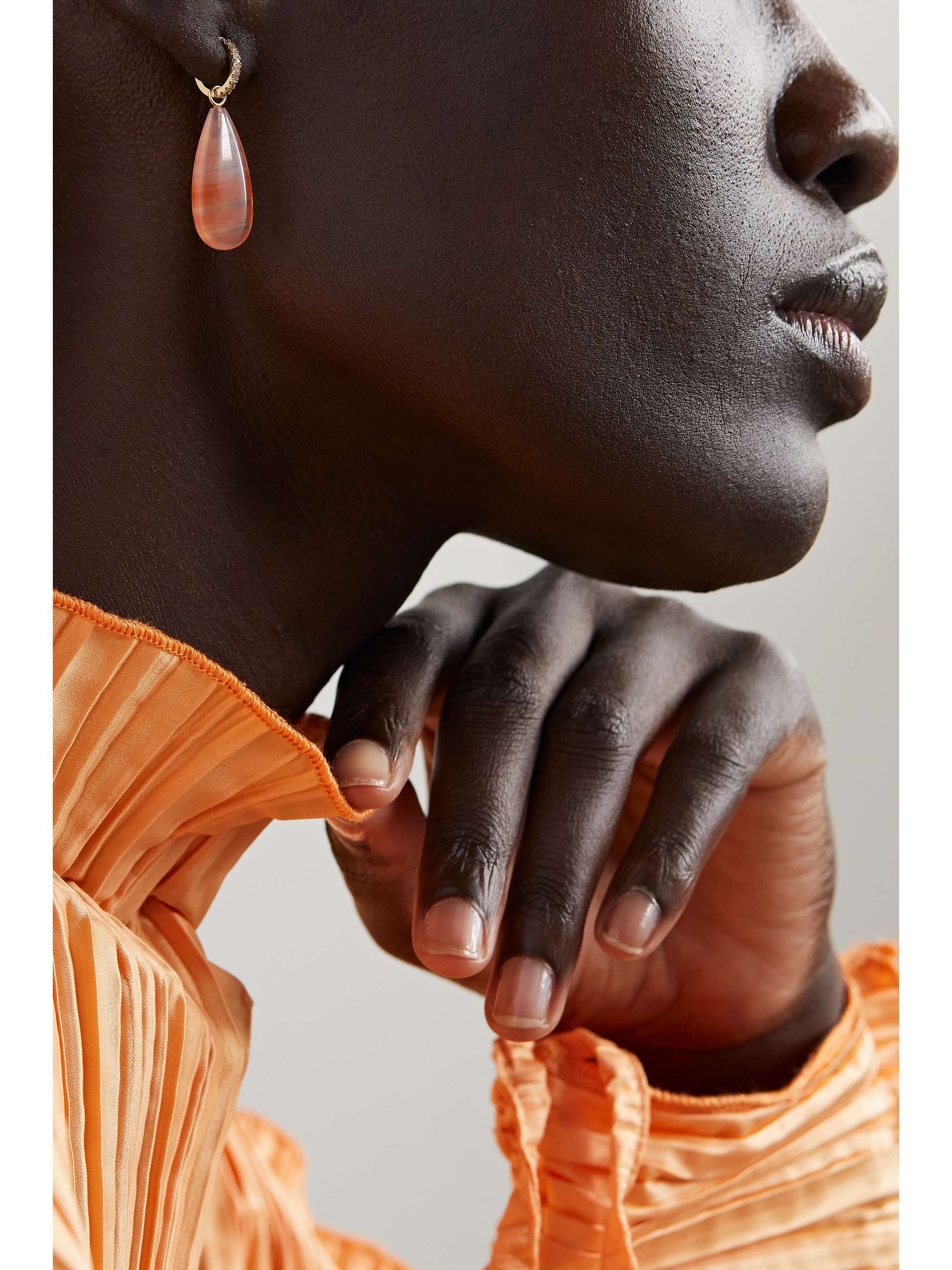 ANDREA FOHRMAN 14-karat gold, agate and diamond earrings